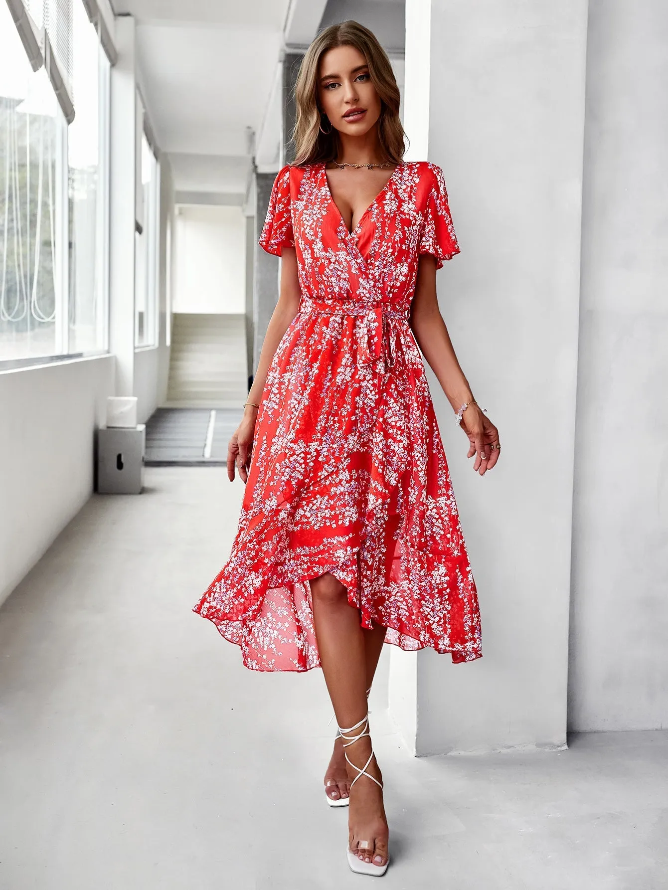 Babylonia Midi Dress - Red Print