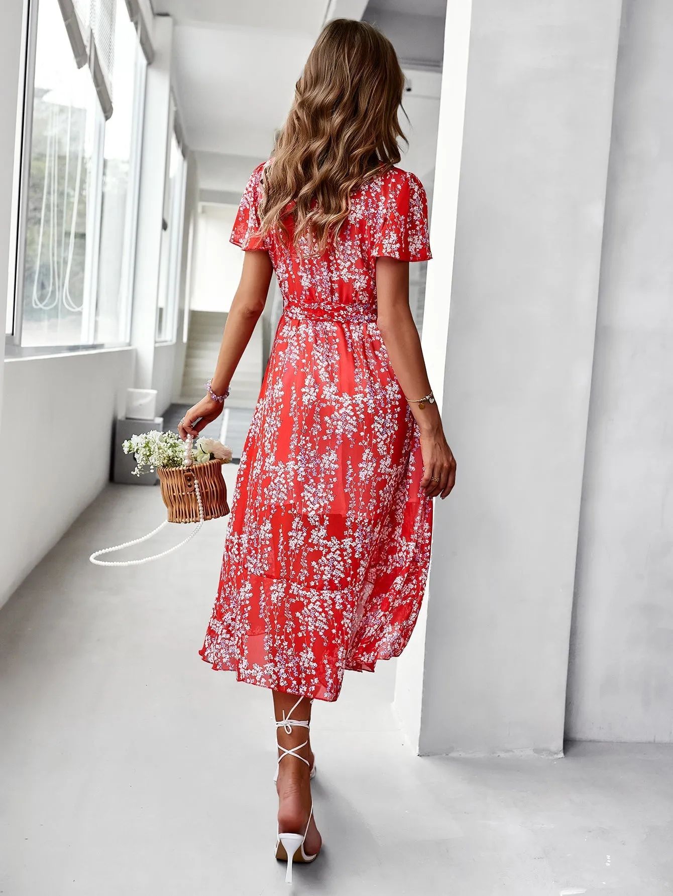 Babylonia Midi Dress - Red Print