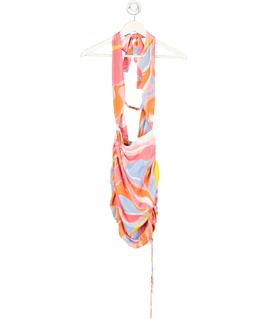 Bad Society Club Multicoloured Plunge Front Ruched Mini Dress UK S