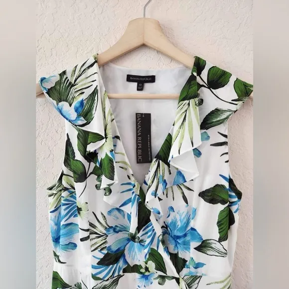 Banana Republic Floral Ruffle-Wrap Maxi Dress Size 10 new