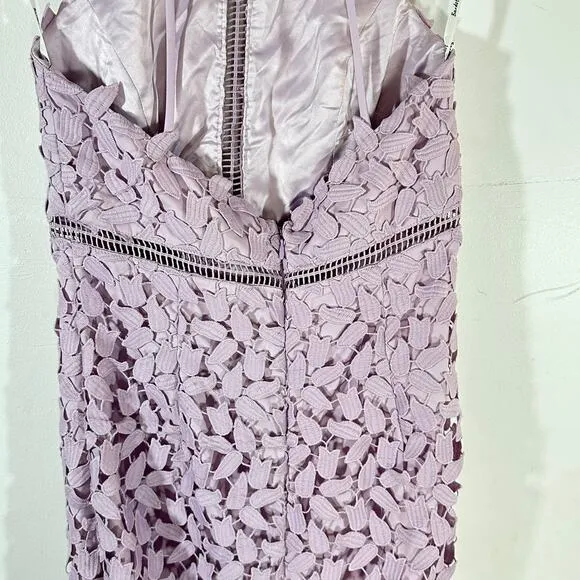 BARDOT Revolve Gemma Lavender Lace Sheath Dress Womans 6 Orchid Purple