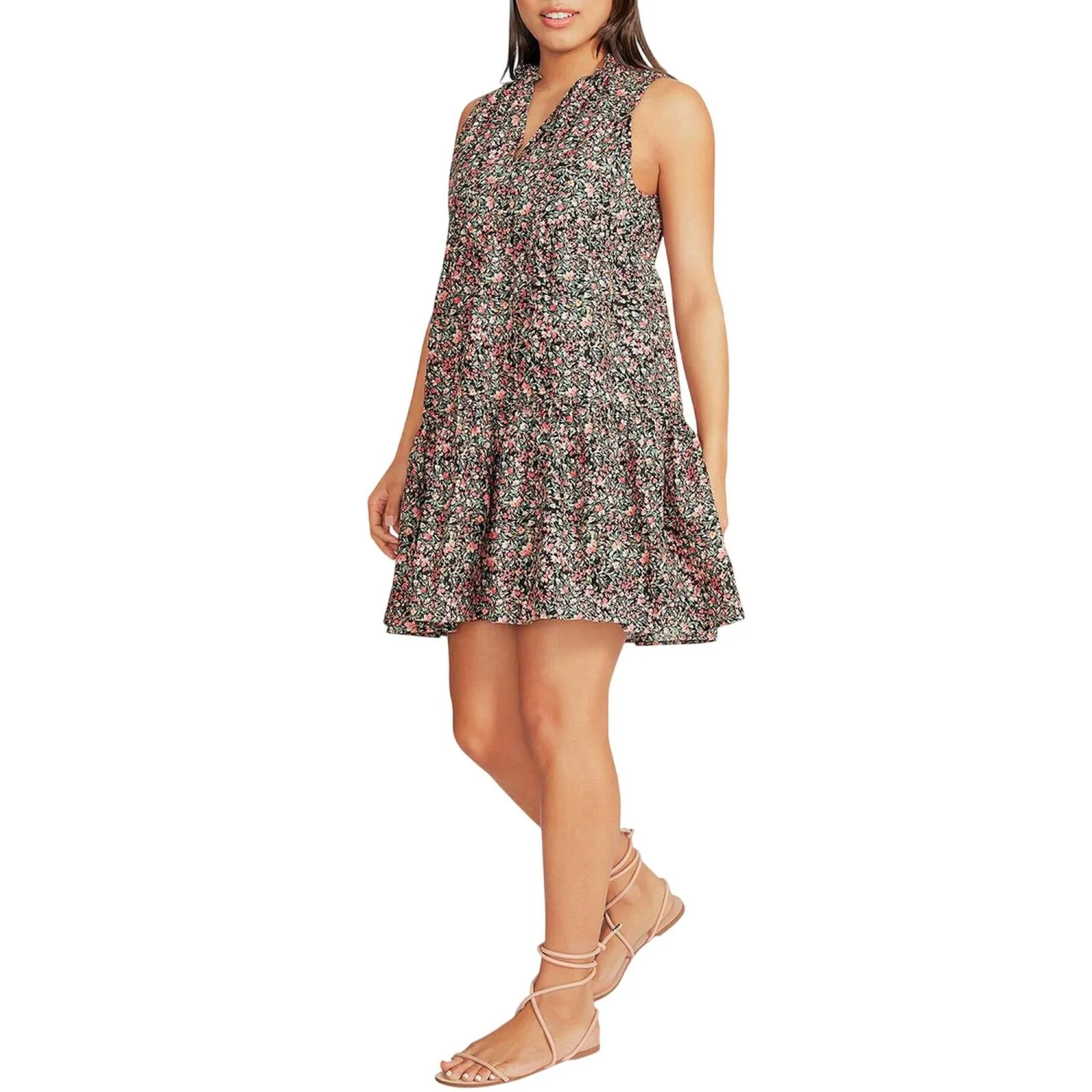 Bb Dakota Womens Sleeveless Tiered Floral Dress BL28140W Black Ditsy Floral S
