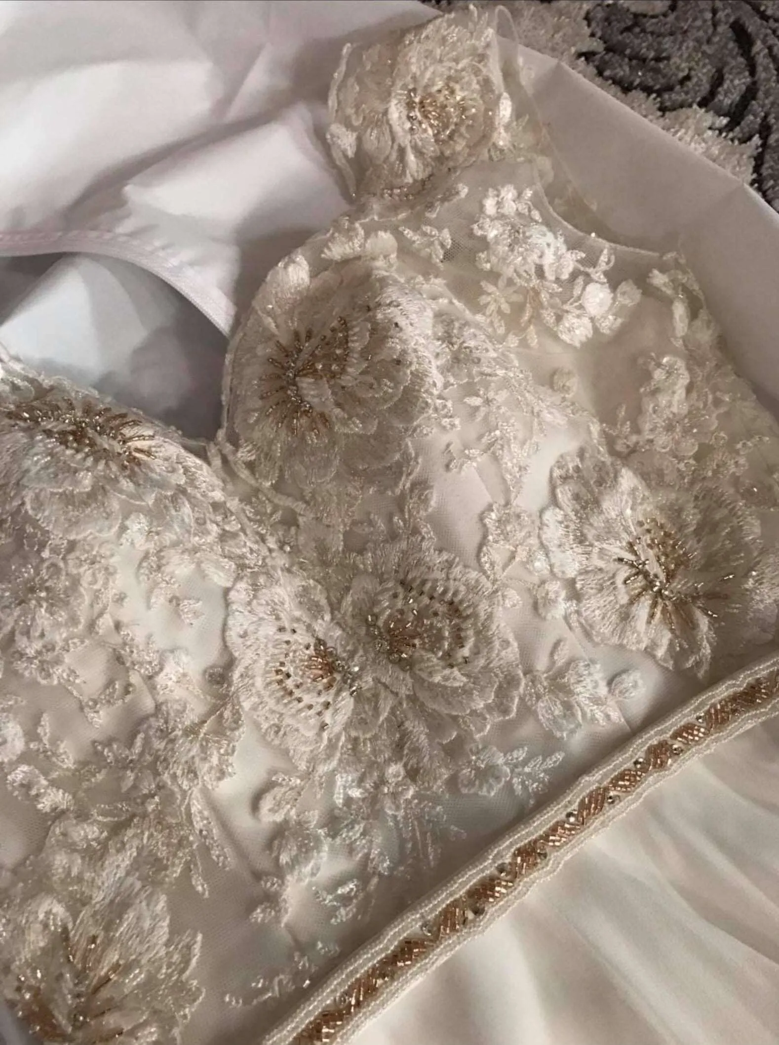 Beaded Rose Lace Sheath Wedding Dress Abby