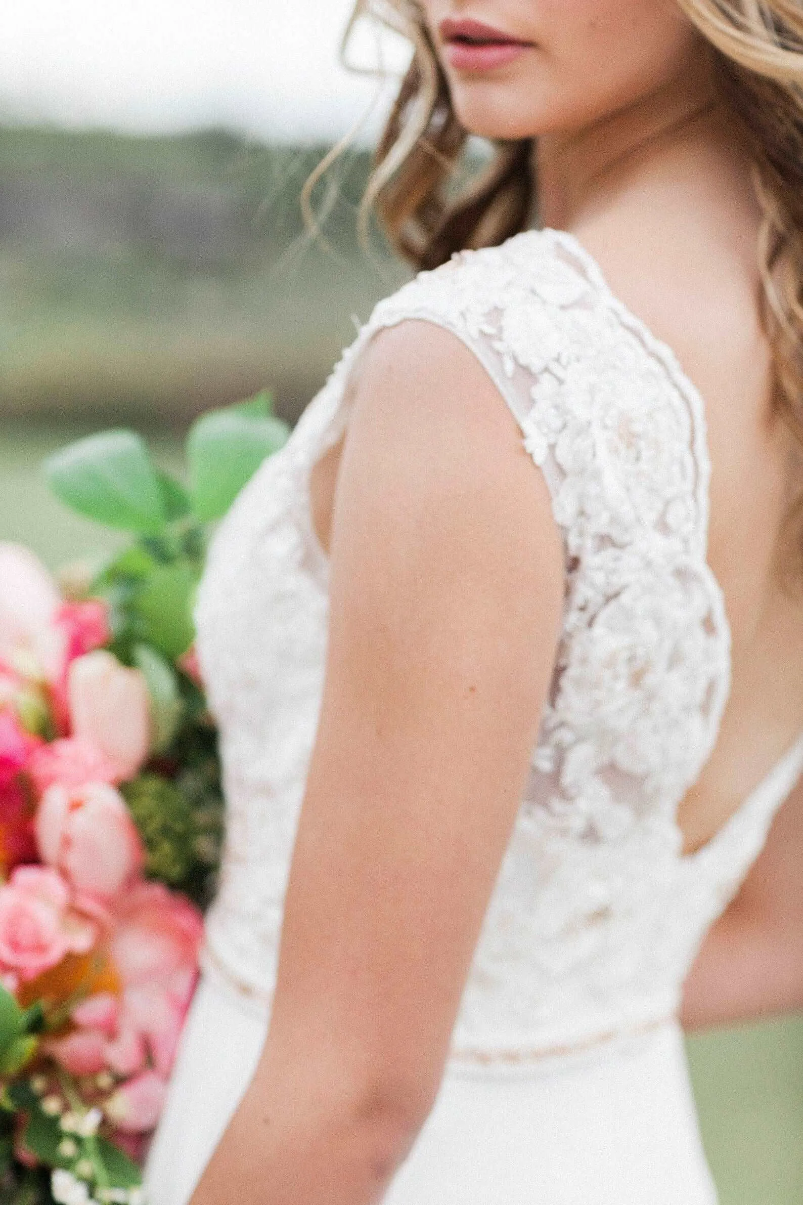 Beaded Rose Lace Sheath Wedding Dress Abby