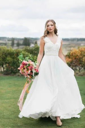 Beaded Rose Lace Sheath Wedding Dress Abby