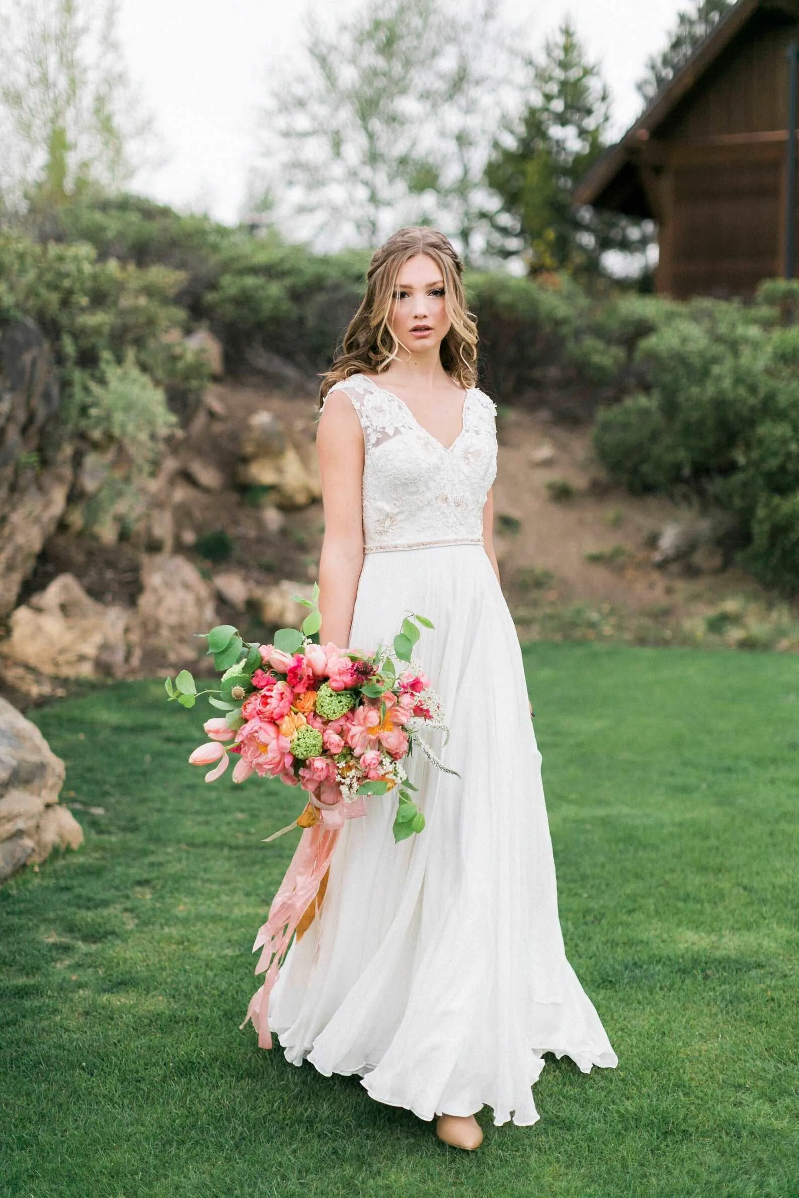 Beaded Rose Lace Sheath Wedding Dress Abby