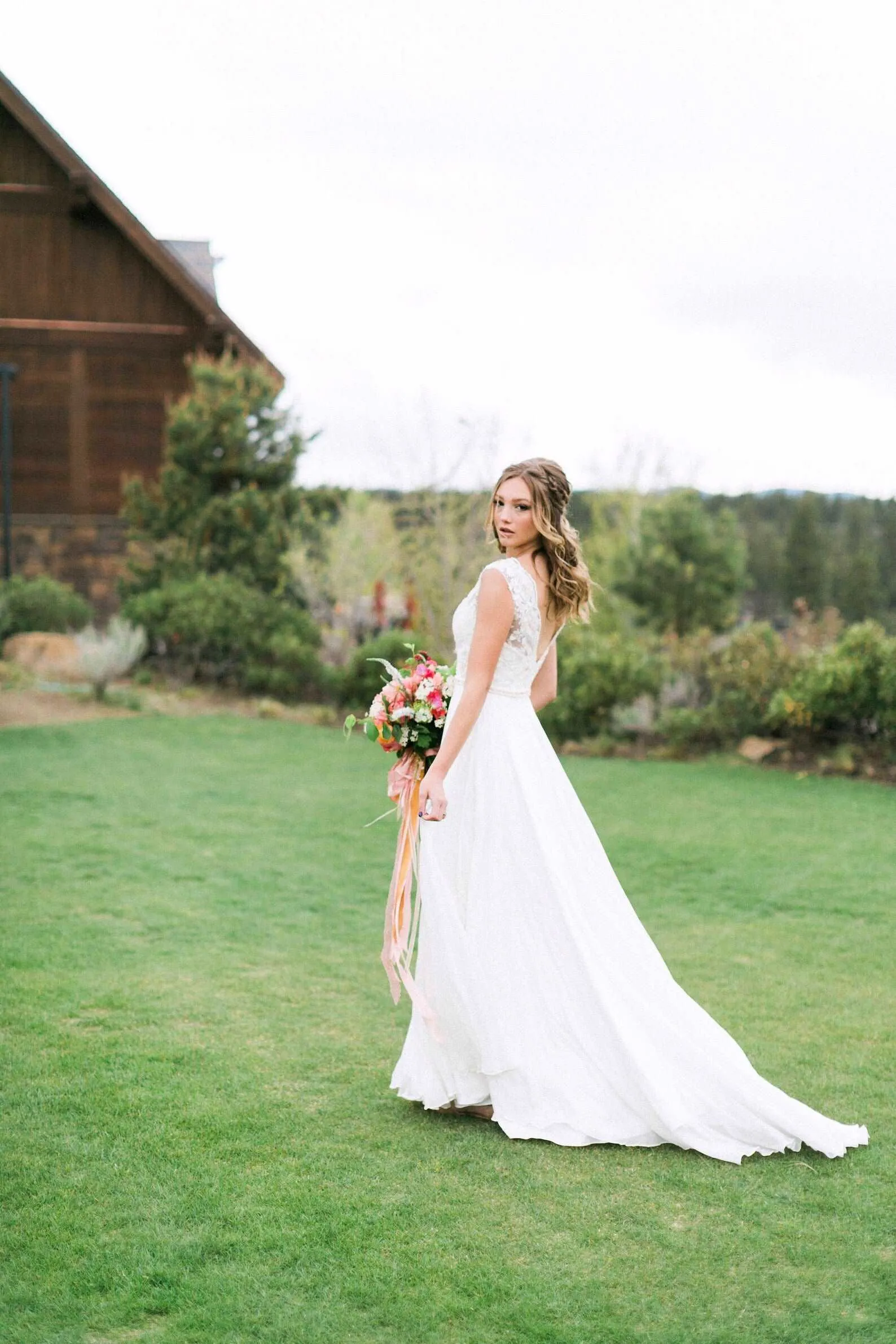 Beaded Rose Lace Sheath Wedding Dress Abby