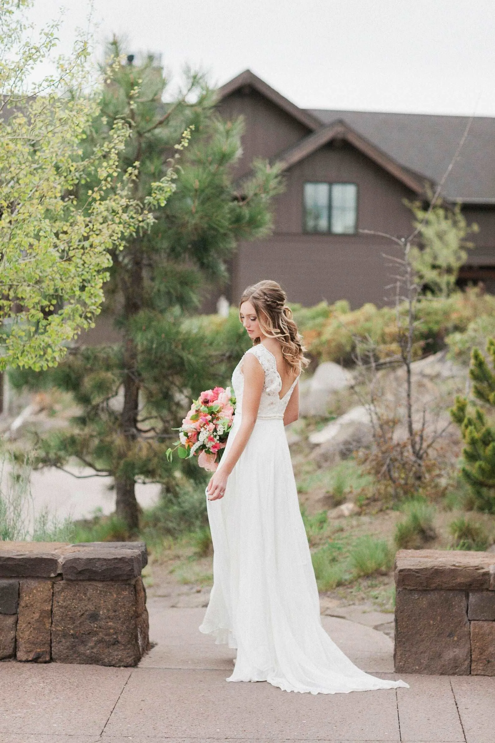 Beaded Rose Lace Sheath Wedding Dress Abby