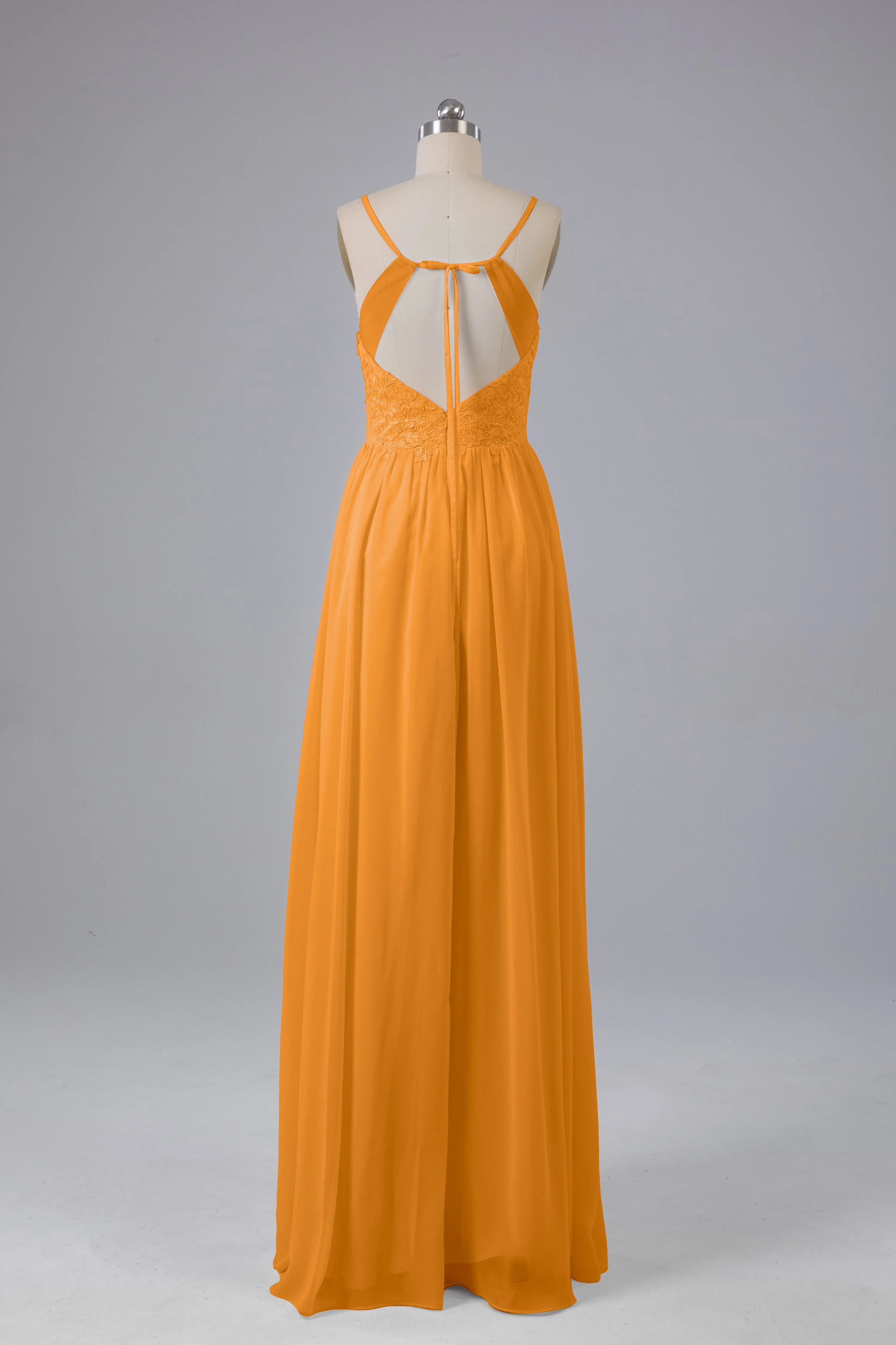 Beautiful Spaghetti Straps Backless Long Bridesmaid Dresses
