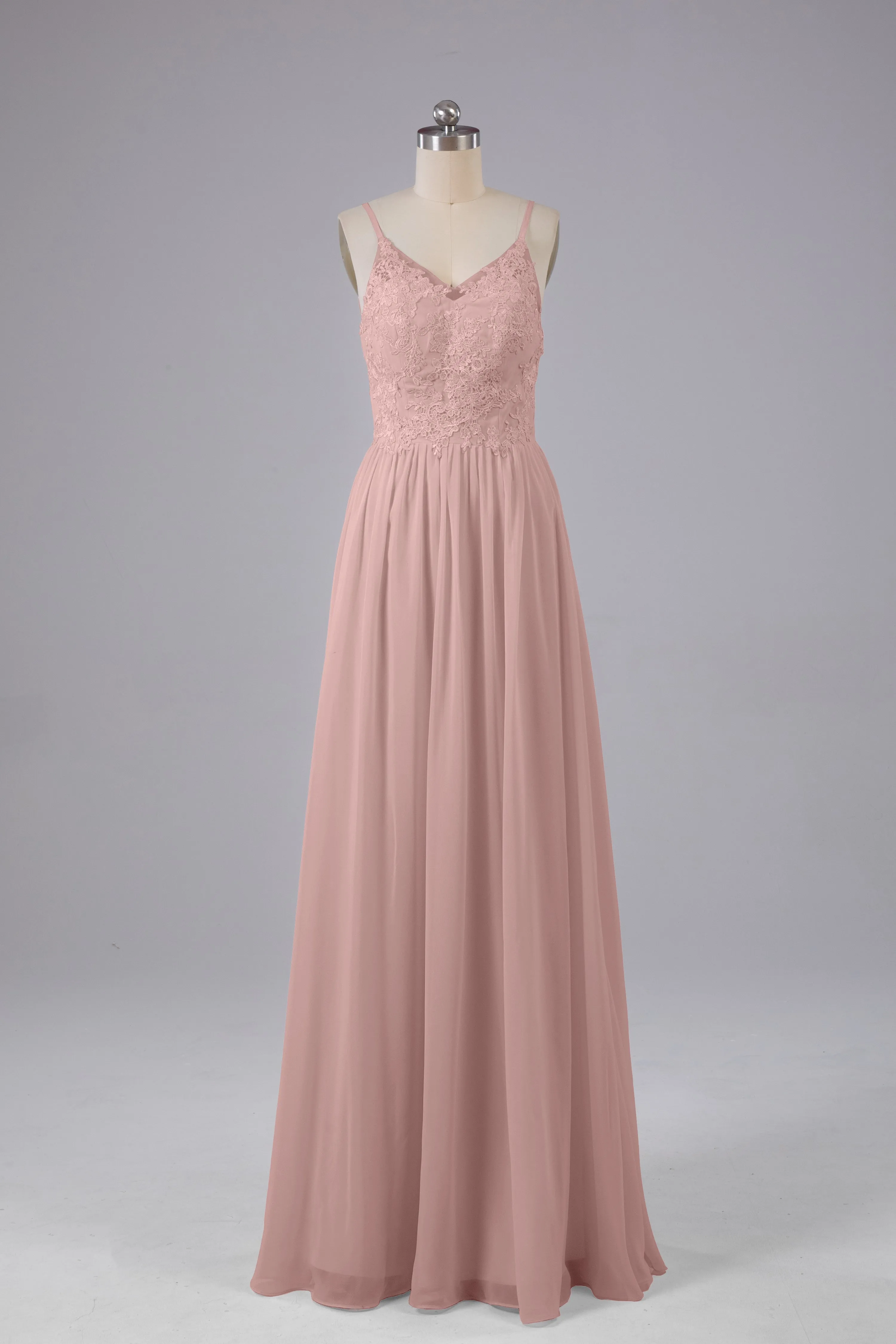 Beautiful Spaghetti Straps Backless Long Bridesmaid Dresses