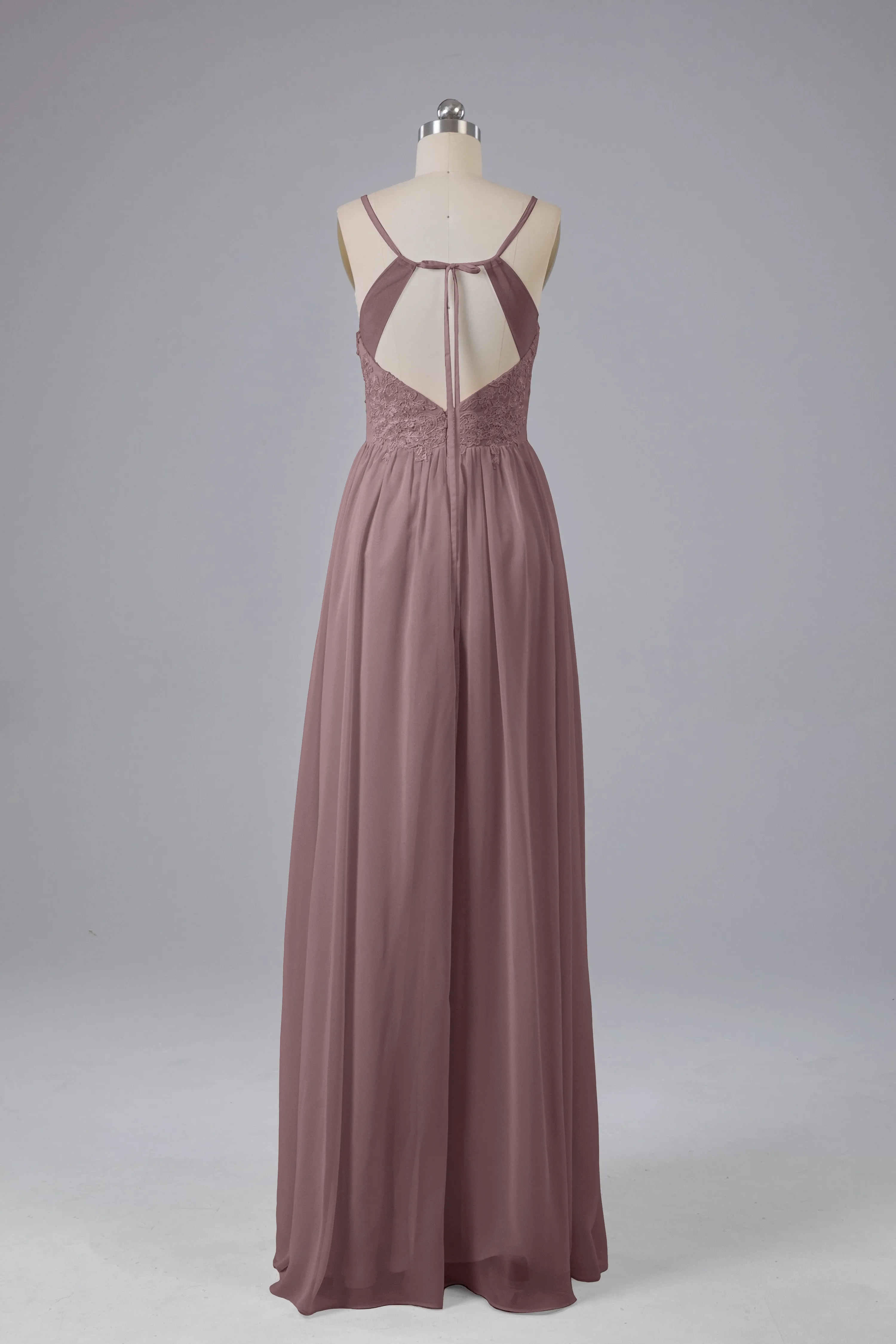 Beautiful Spaghetti Straps Backless Long Bridesmaid Dresses