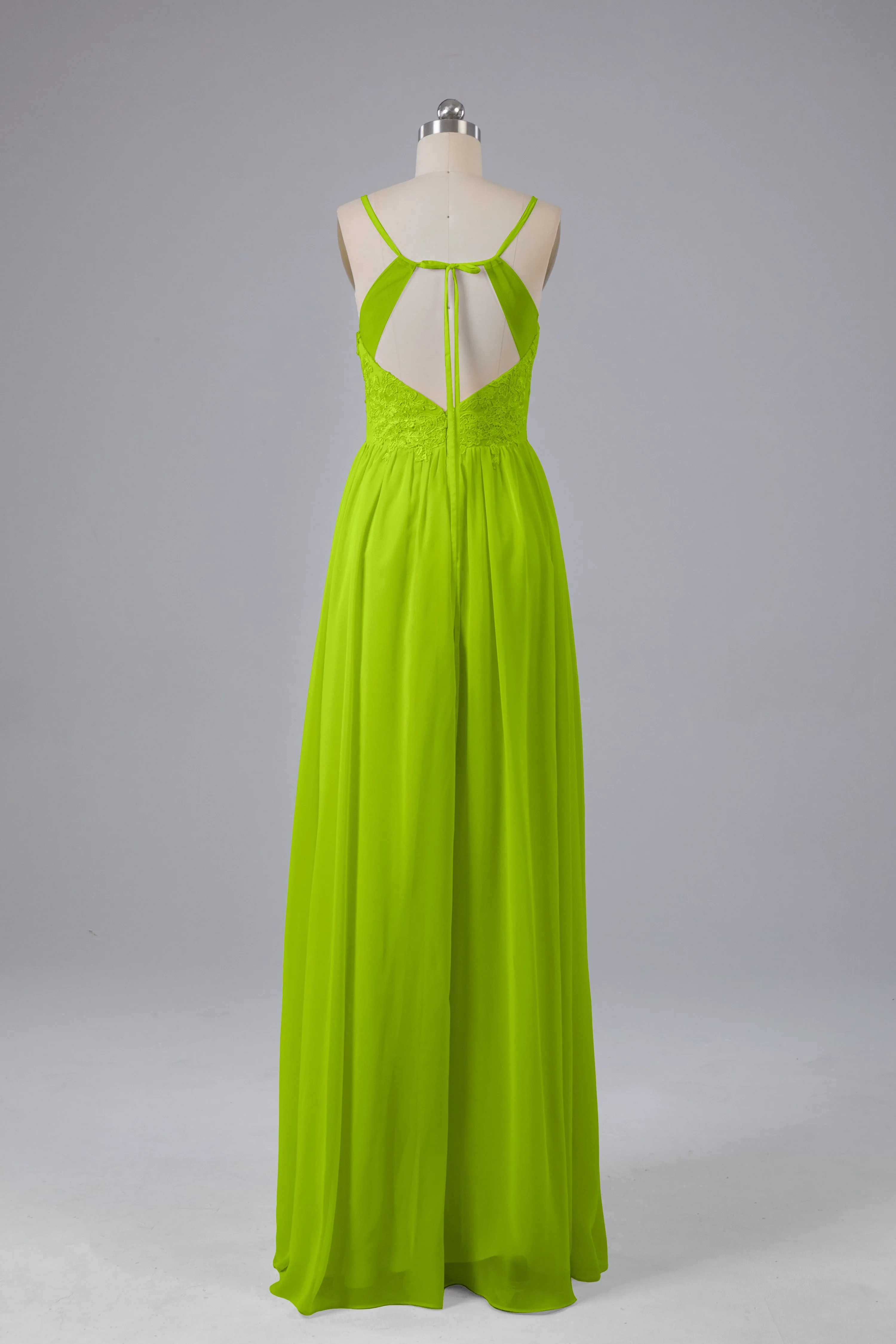 Beautiful Spaghetti Straps Backless Long Bridesmaid Dresses