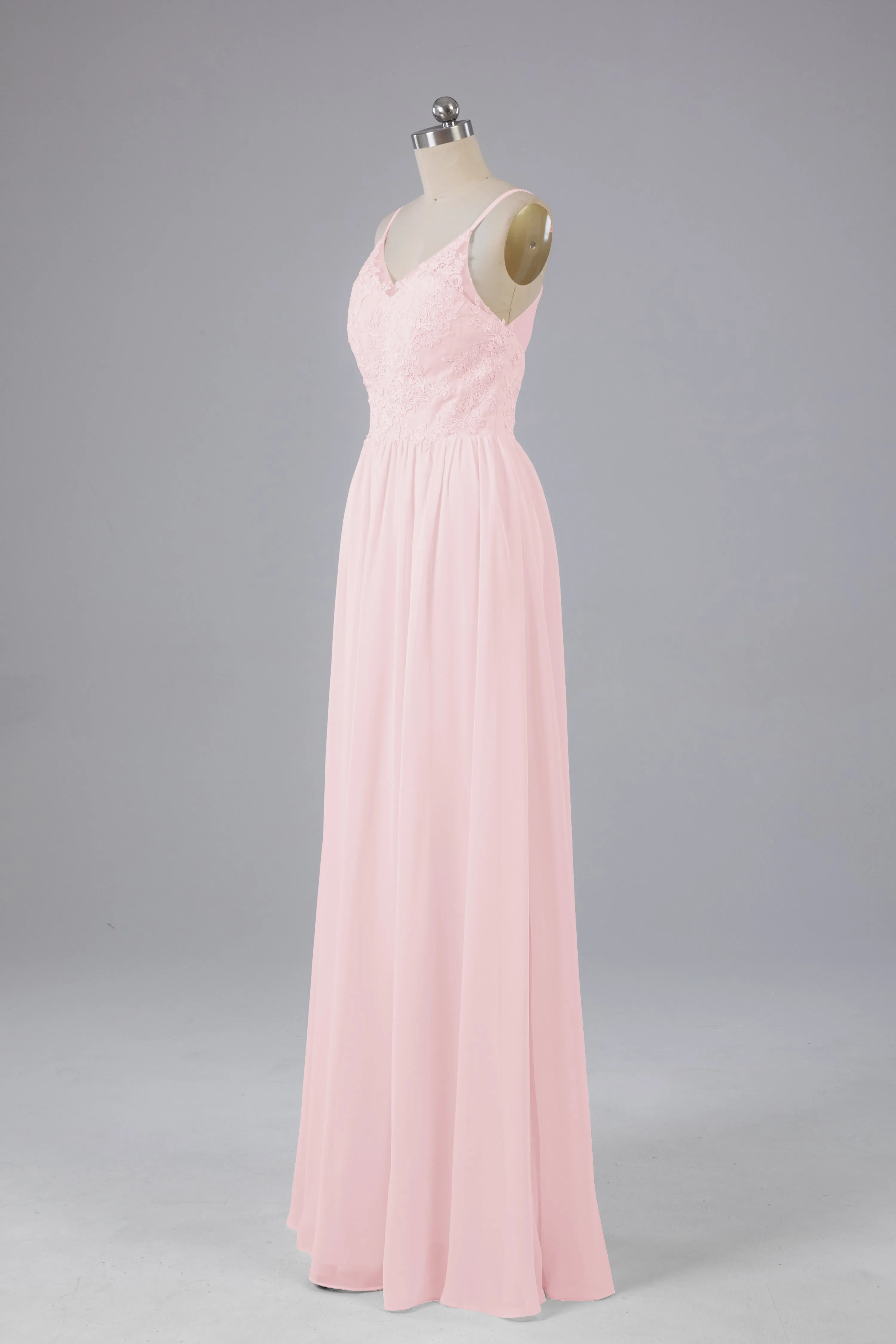 Beautiful Spaghetti Straps Backless Long Bridesmaid Dresses