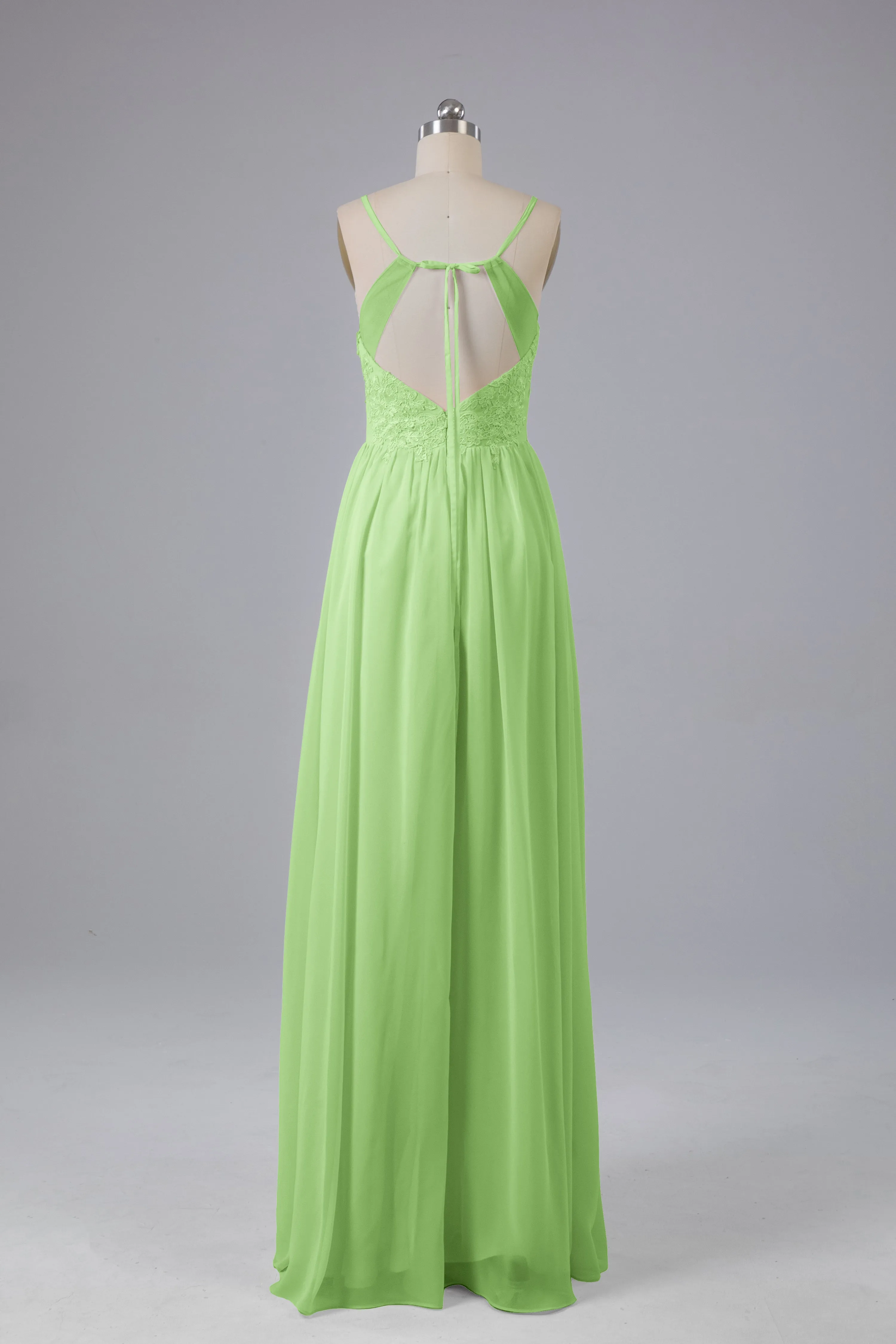 Beautiful Spaghetti Straps Backless Long Bridesmaid Dresses
