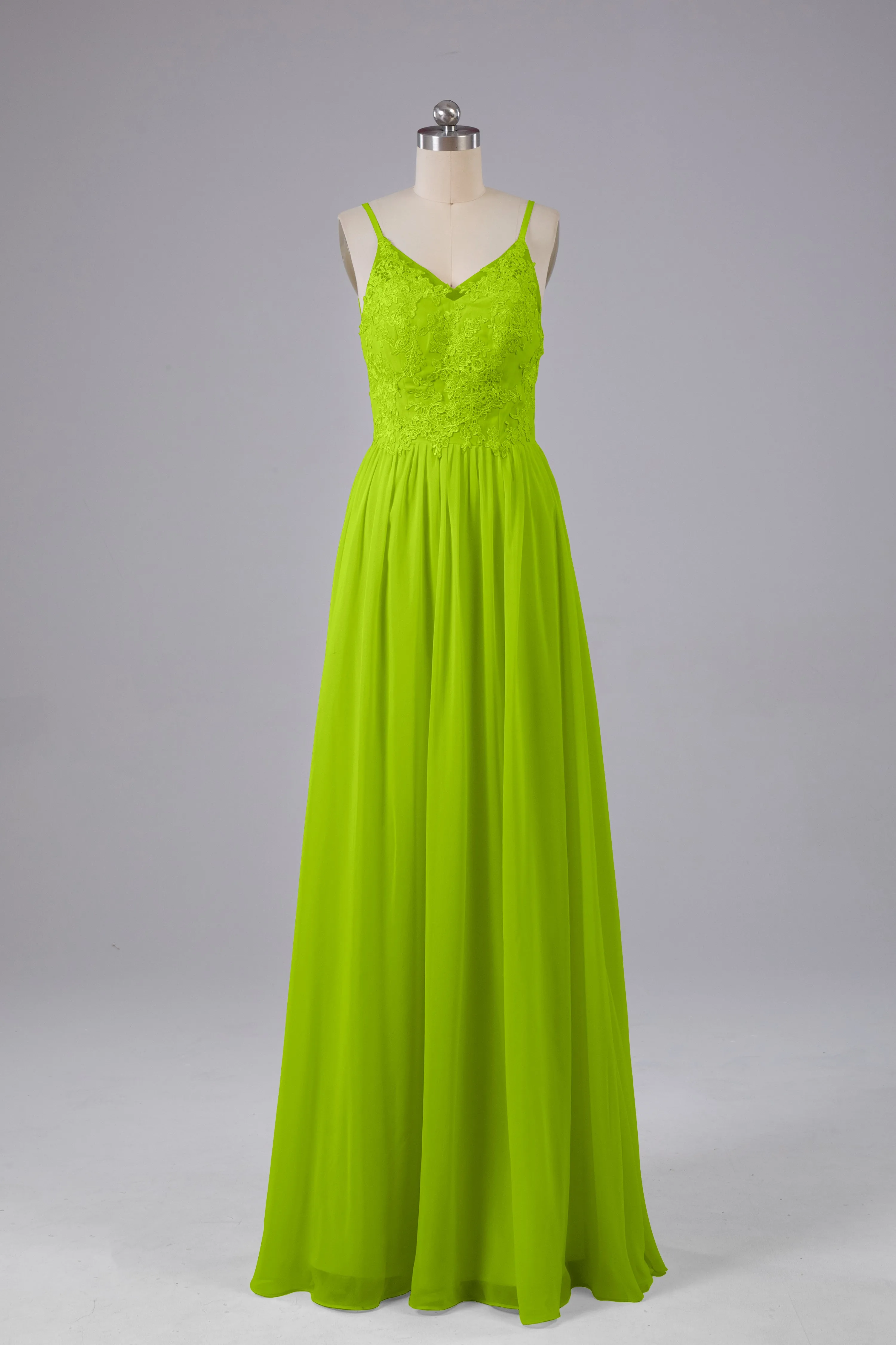 Beautiful Spaghetti Straps Backless Long Bridesmaid Dresses