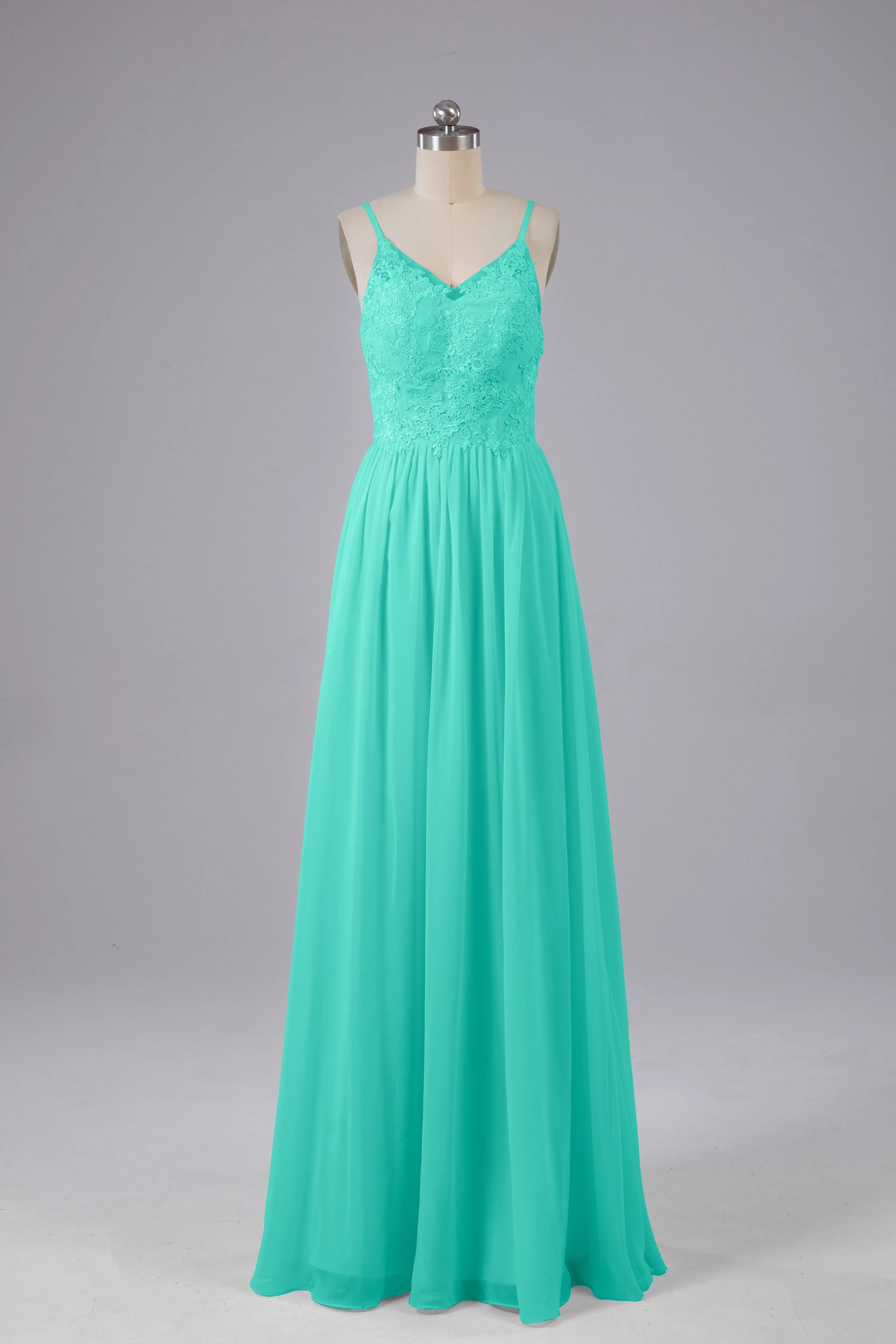Beautiful Spaghetti Straps Backless Long Bridesmaid Dresses