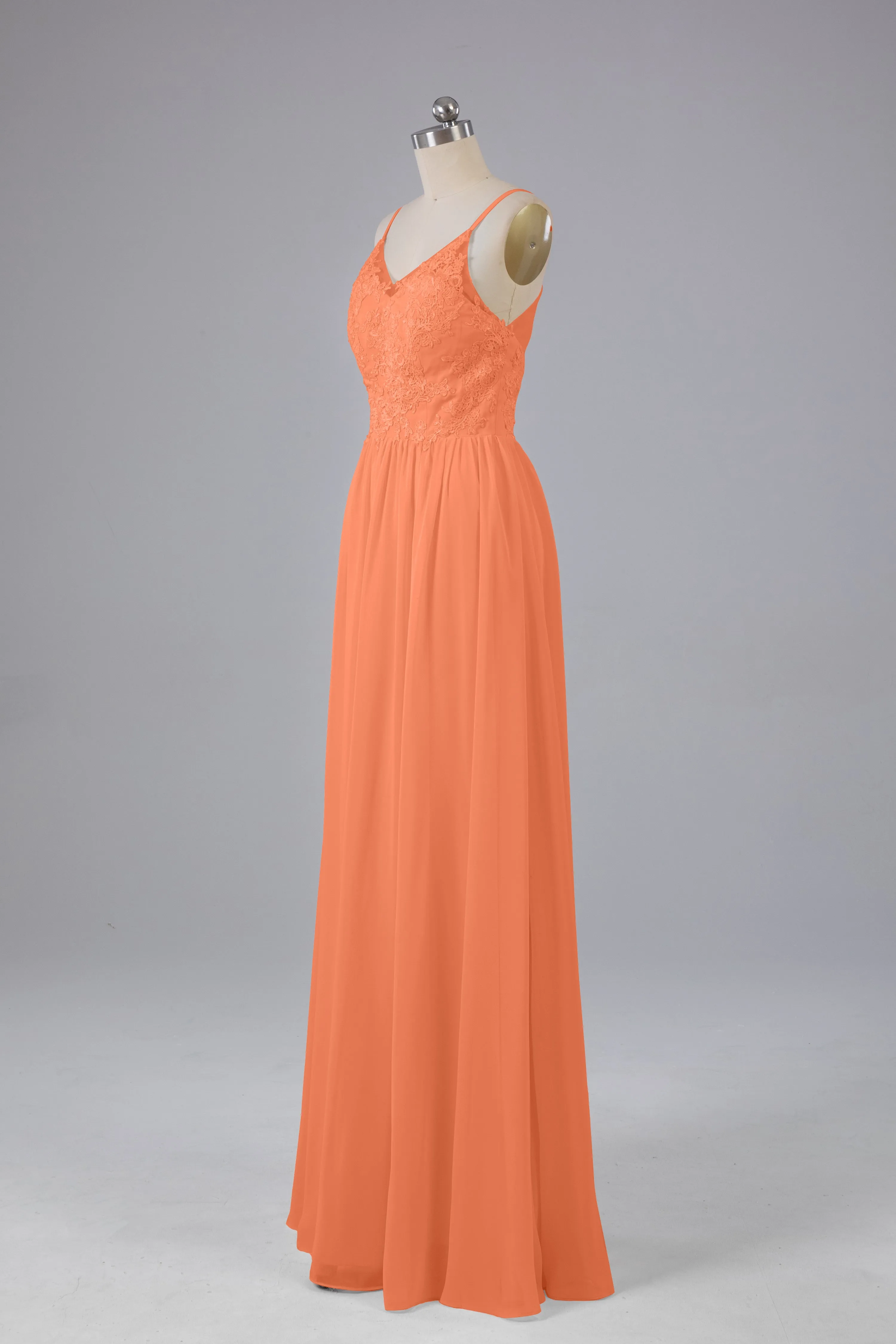 Beautiful Spaghetti Straps Backless Long Bridesmaid Dresses