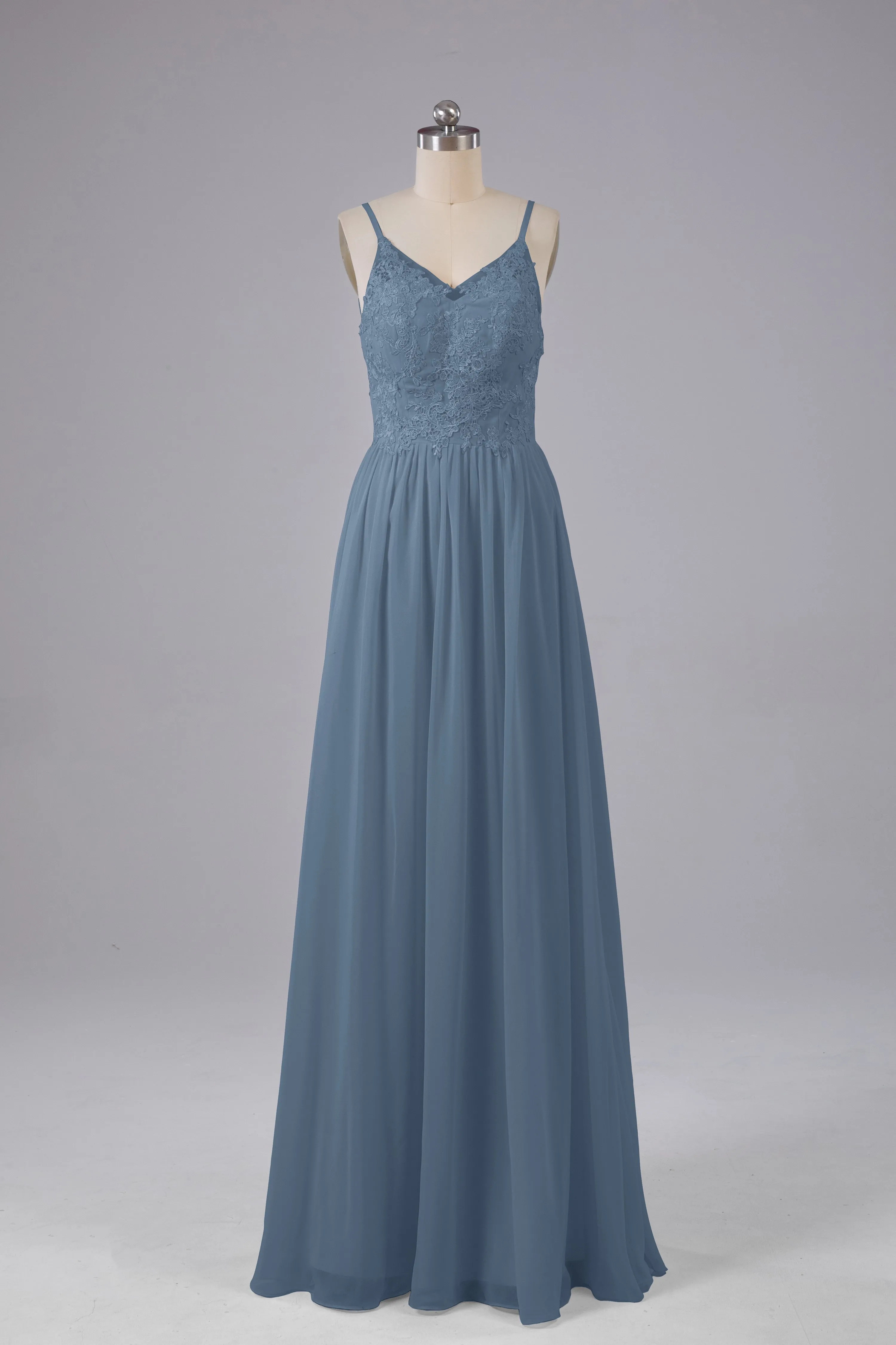 Beautiful Spaghetti Straps Backless Long Bridesmaid Dresses