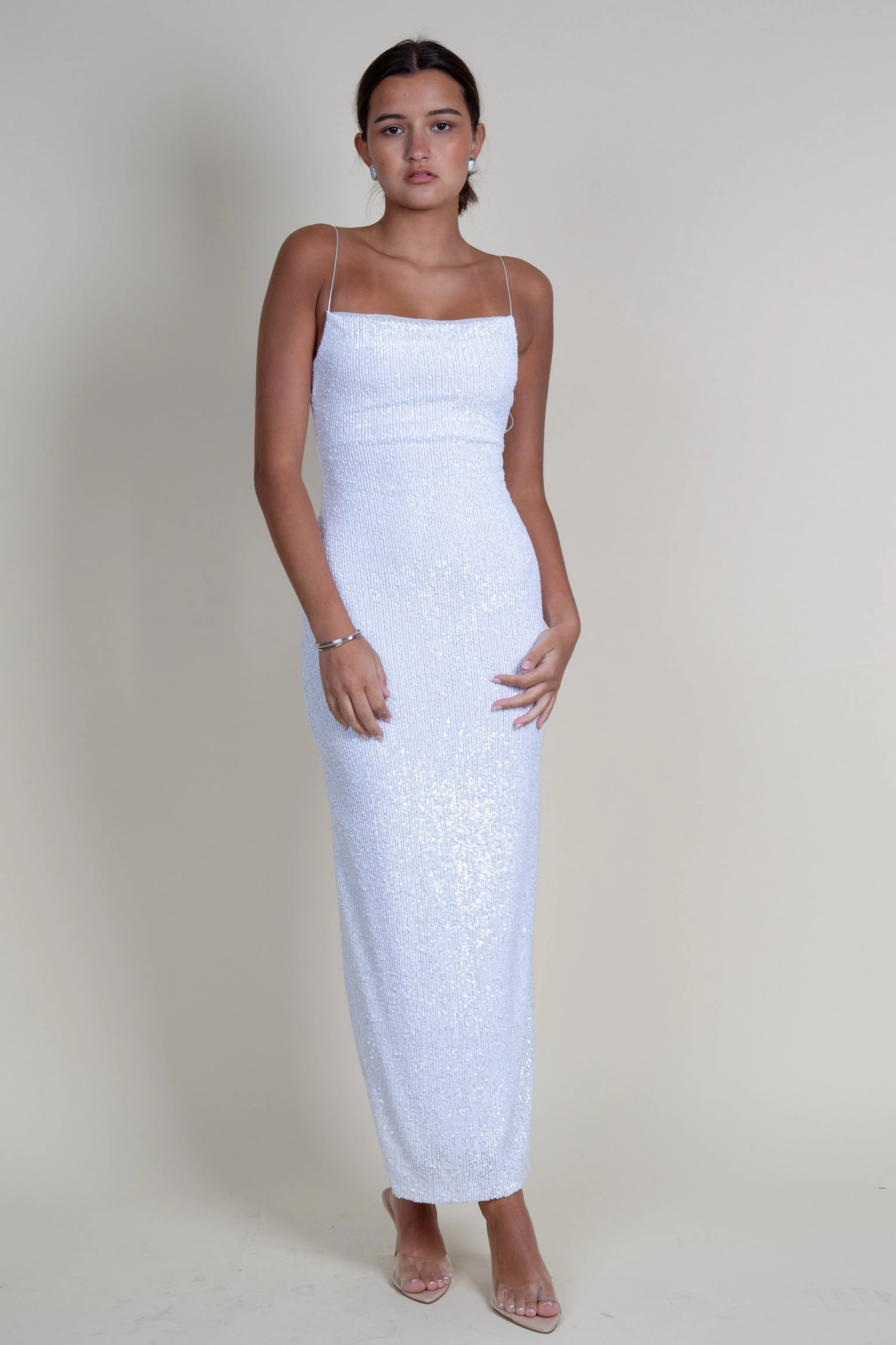 BEC   BRIDGE | Aaliyag Sequin Maxi Dress - White