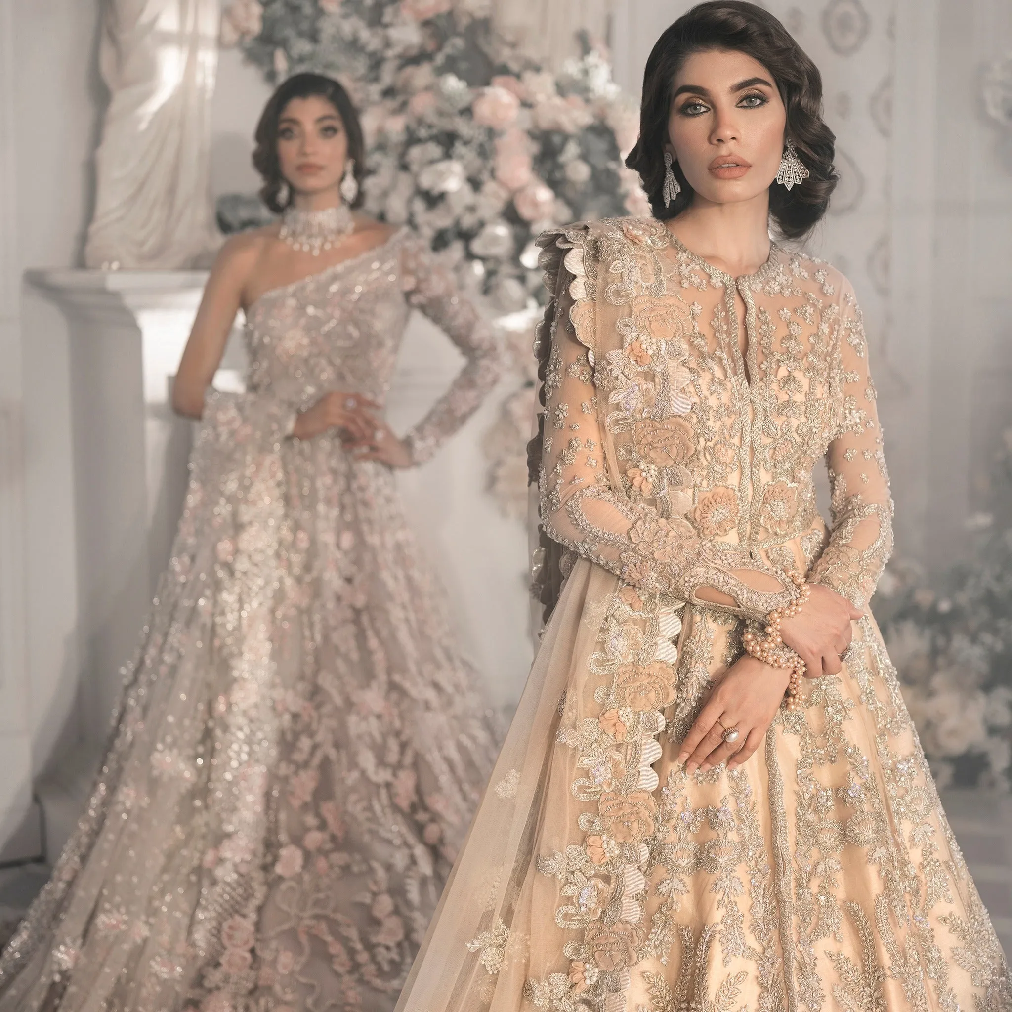 Beige Bridal Lehenga Maxi for Pakistani Wedding Dresses