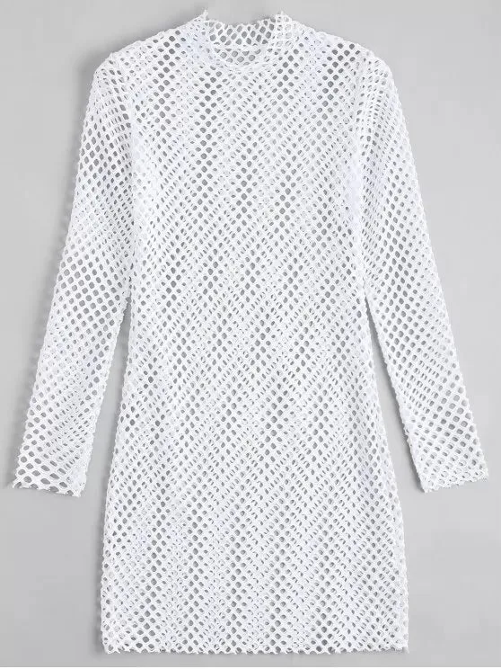 BerryBetty - Fun Long Sleeve Sheer Bodycon Dress