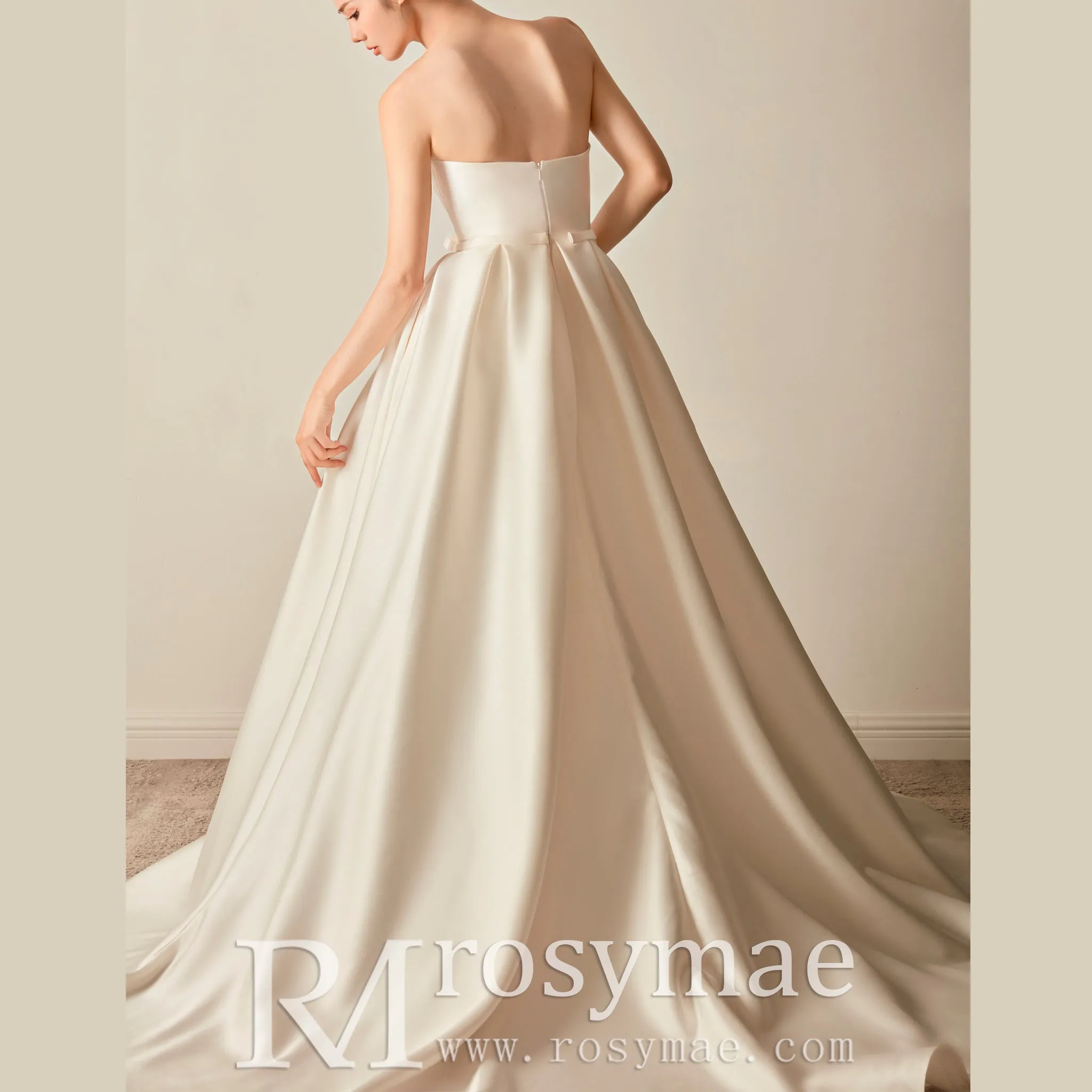 Best Strapless Straight Neckline Wedding Dress with Ruched