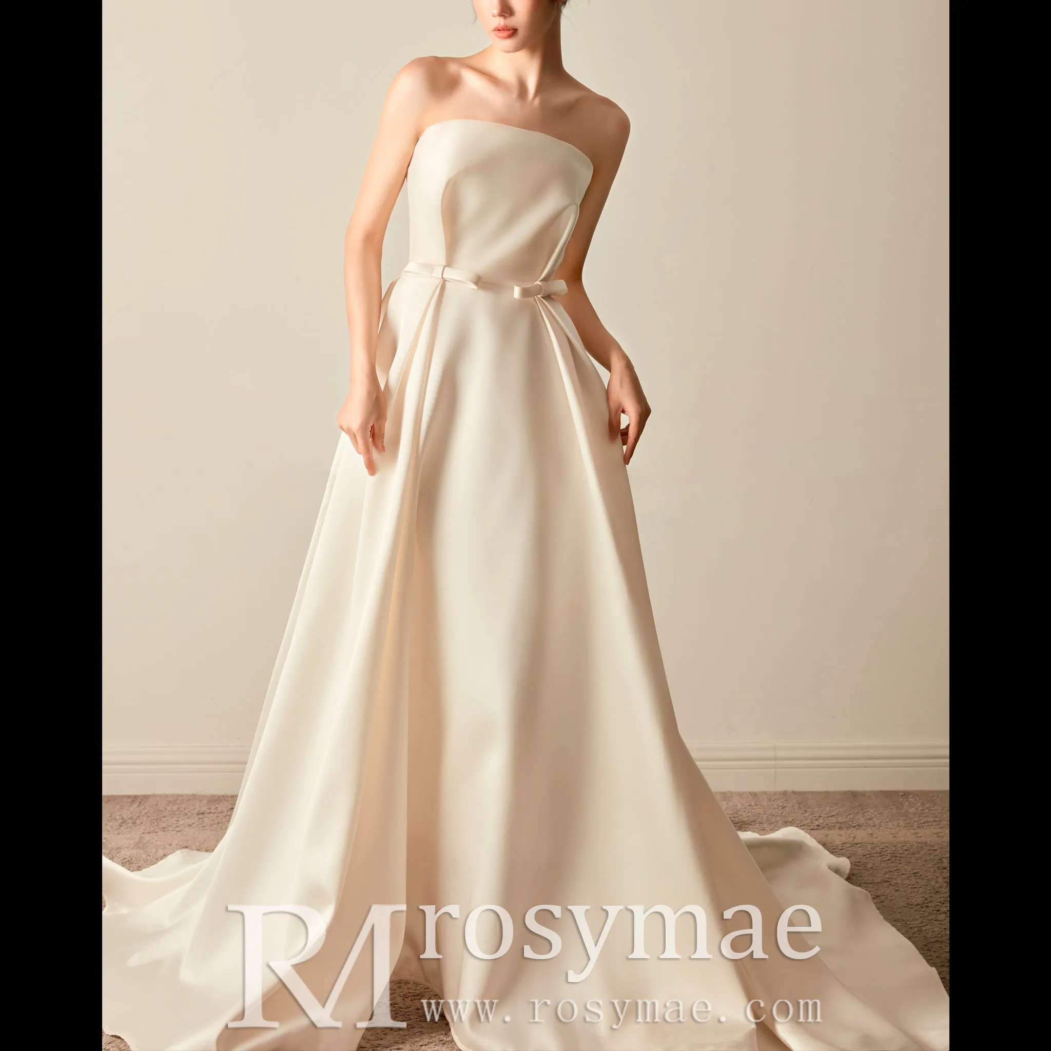 Best Strapless Straight Neckline Wedding Dress with Ruched
