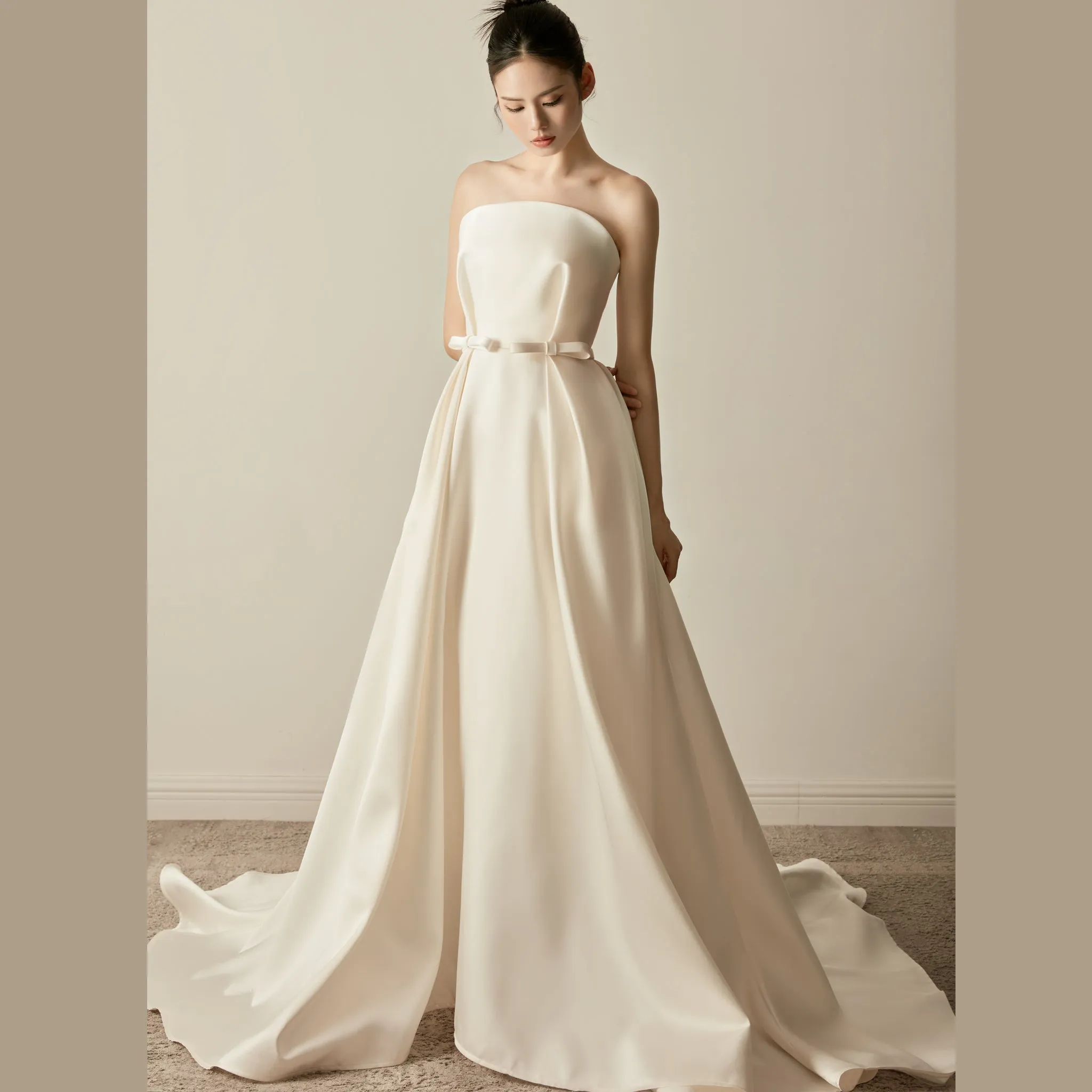 Best Strapless Straight Neckline Wedding Dress with Ruched
