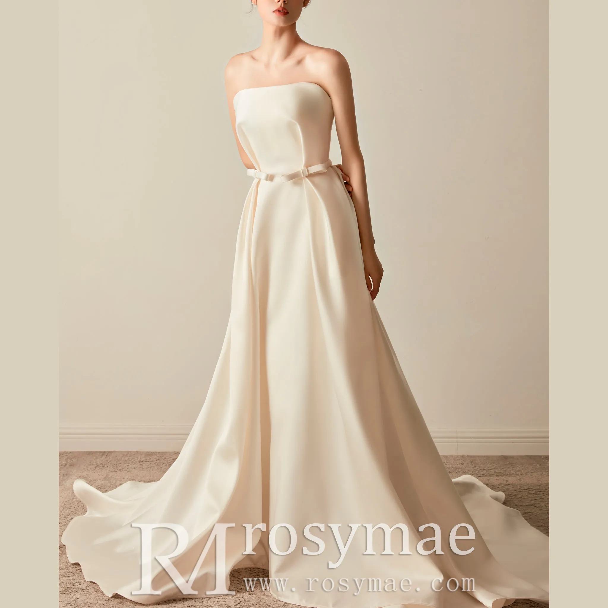 Best Strapless Straight Neckline Wedding Dress with Ruched