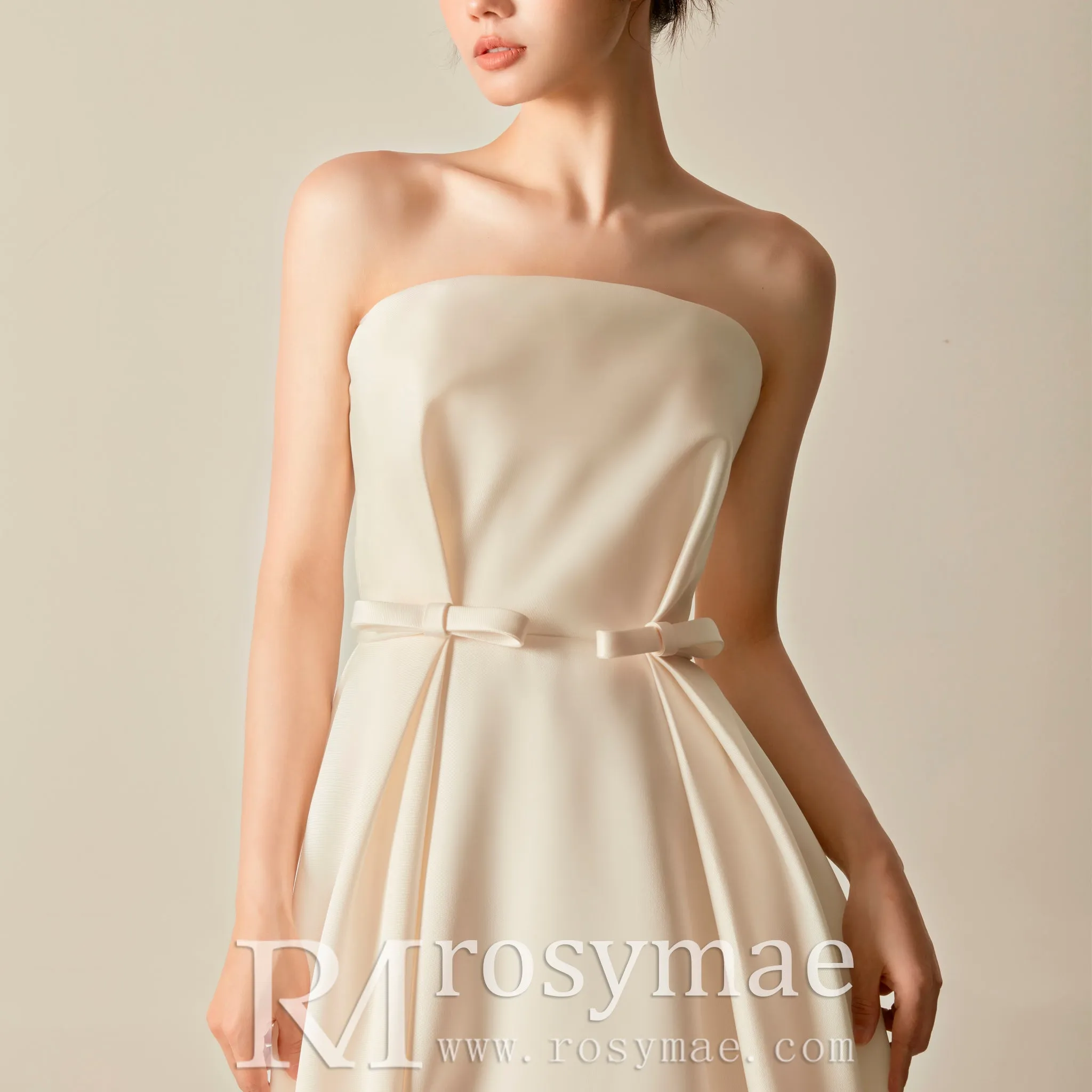Best Strapless Straight Neckline Wedding Dress with Ruched