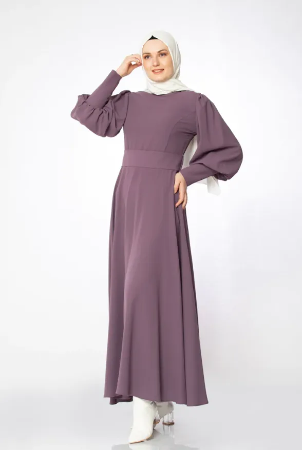 Billow Sleeved Dress - Purple