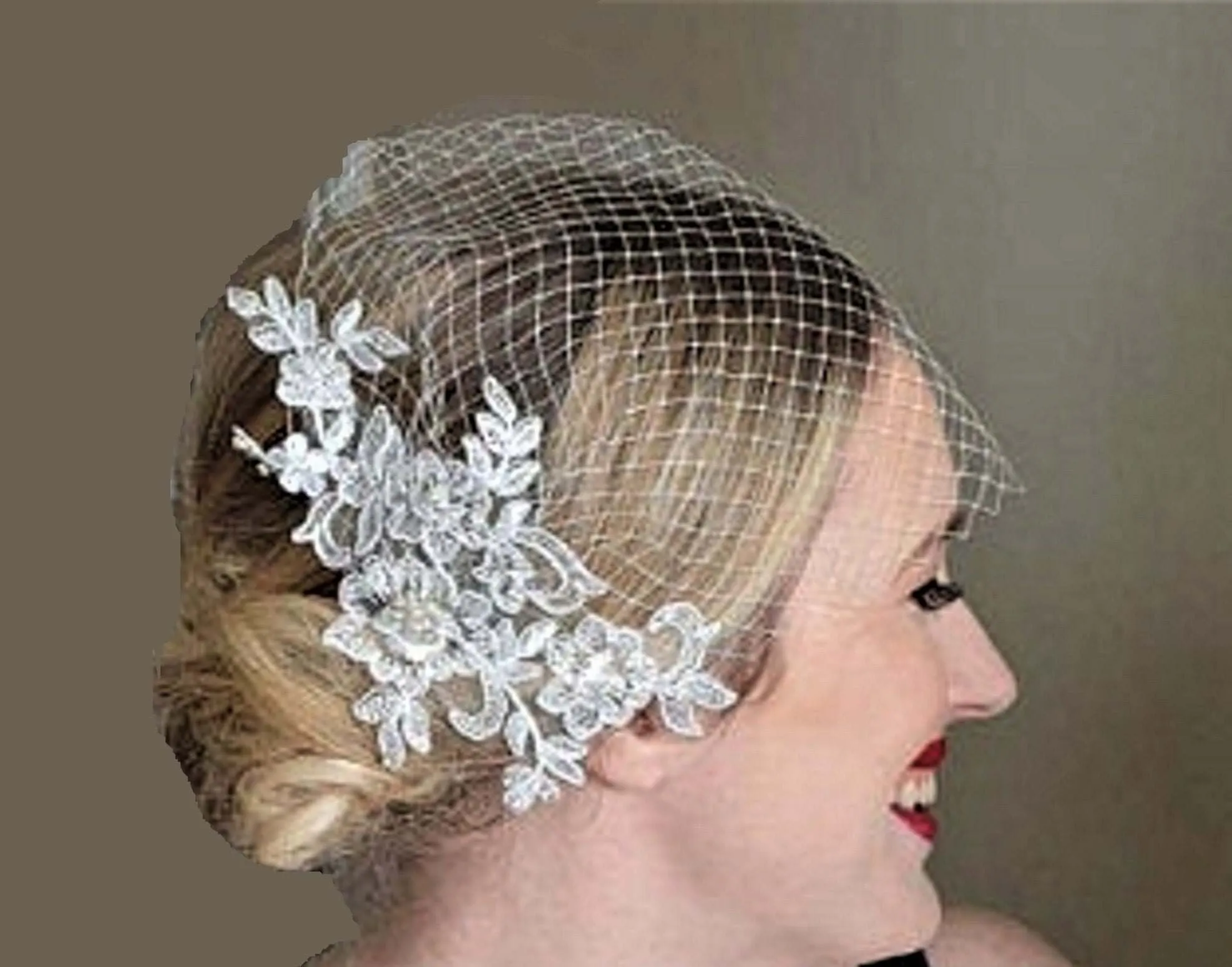 Birdcage veil. BLUSH PINK,White,Ivory Bridal Lace wedding fascinator Diamonte Pearl Blusher veil