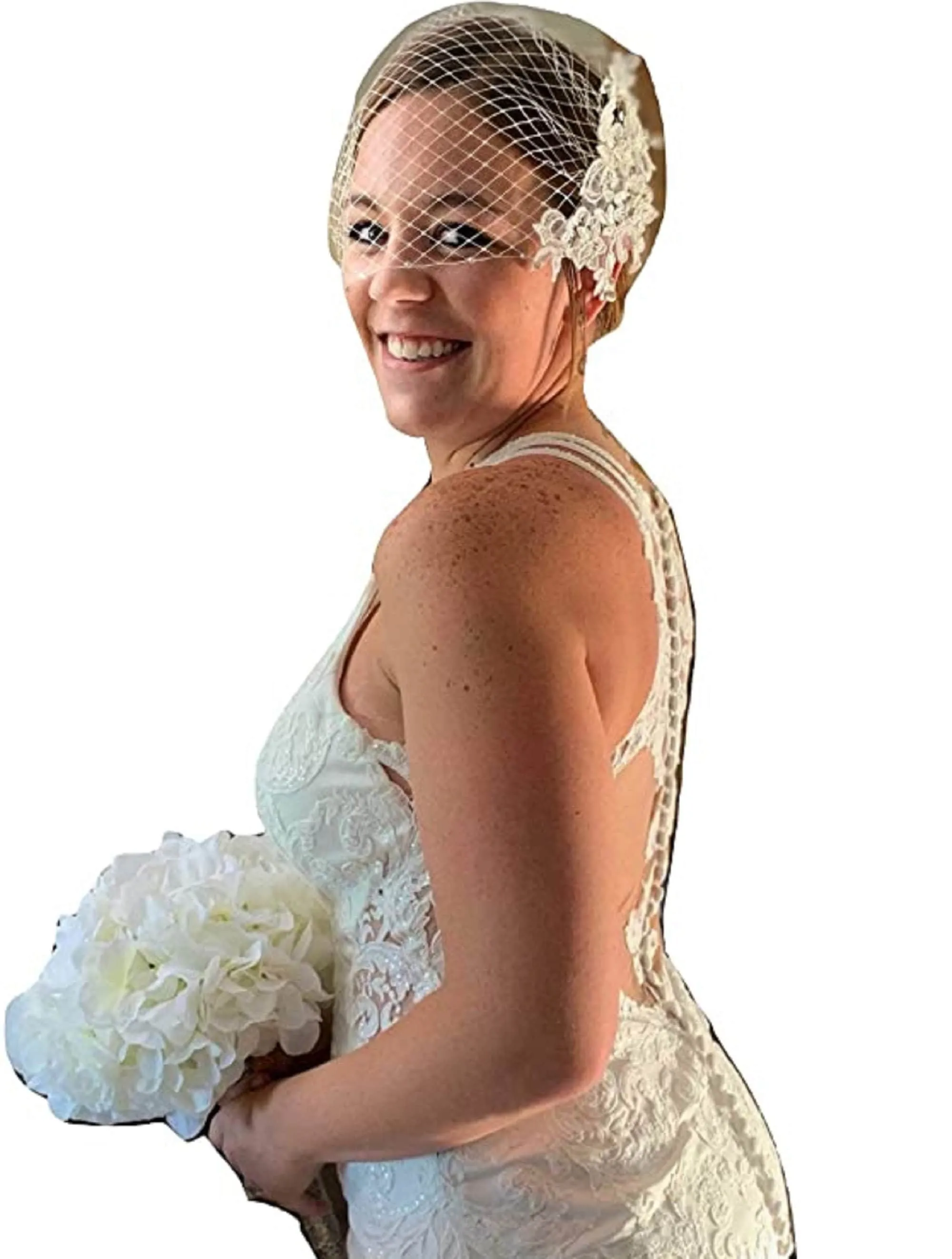 Birdcage veil. BLUSH PINK,White,Ivory Bridal Lace wedding fascinator Diamonte Pearl Blusher veil