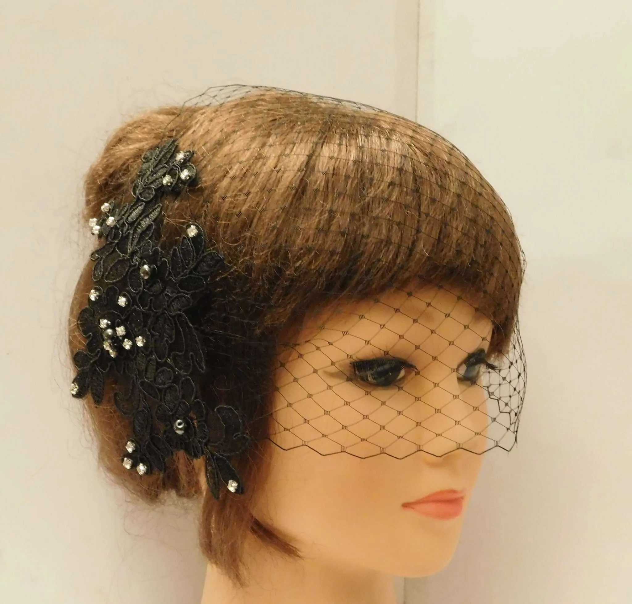 Birdcage veil. BLUSH PINK,White,Ivory Bridal Lace wedding fascinator Diamonte Pearl Blusher veil