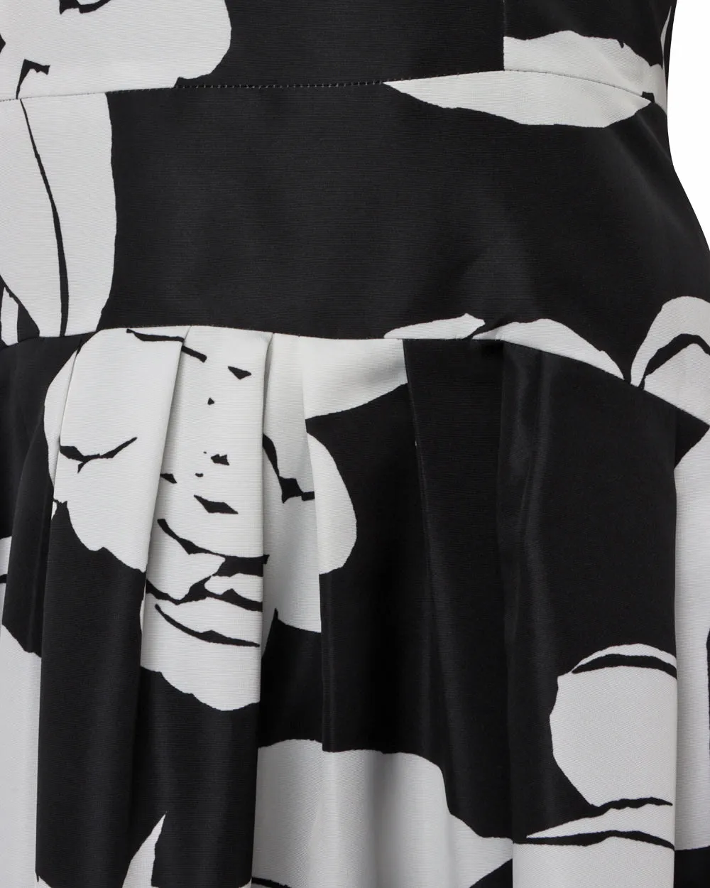 Black and White Floral Full Midi Dress