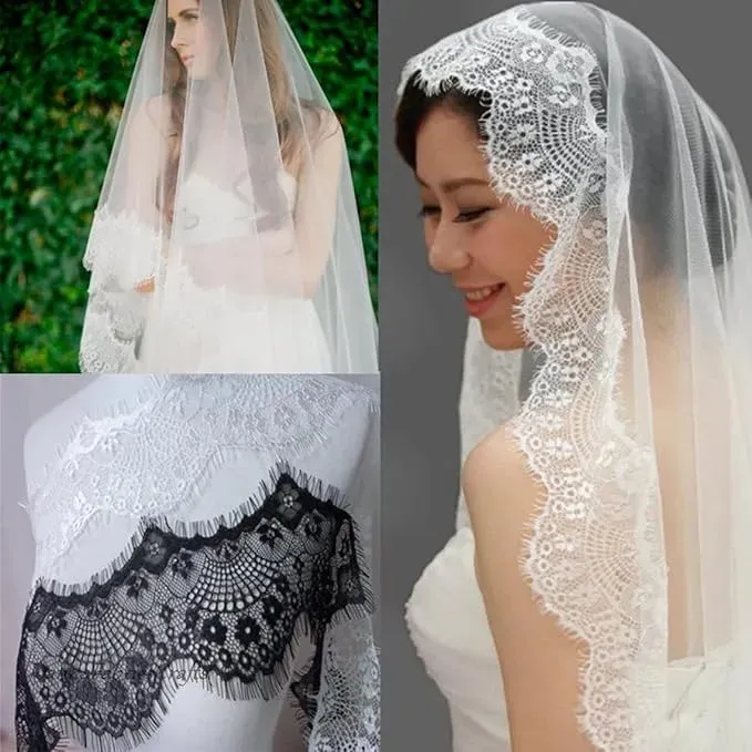 Black Floral Lace Trim Eyelash for Sewing & Crafts