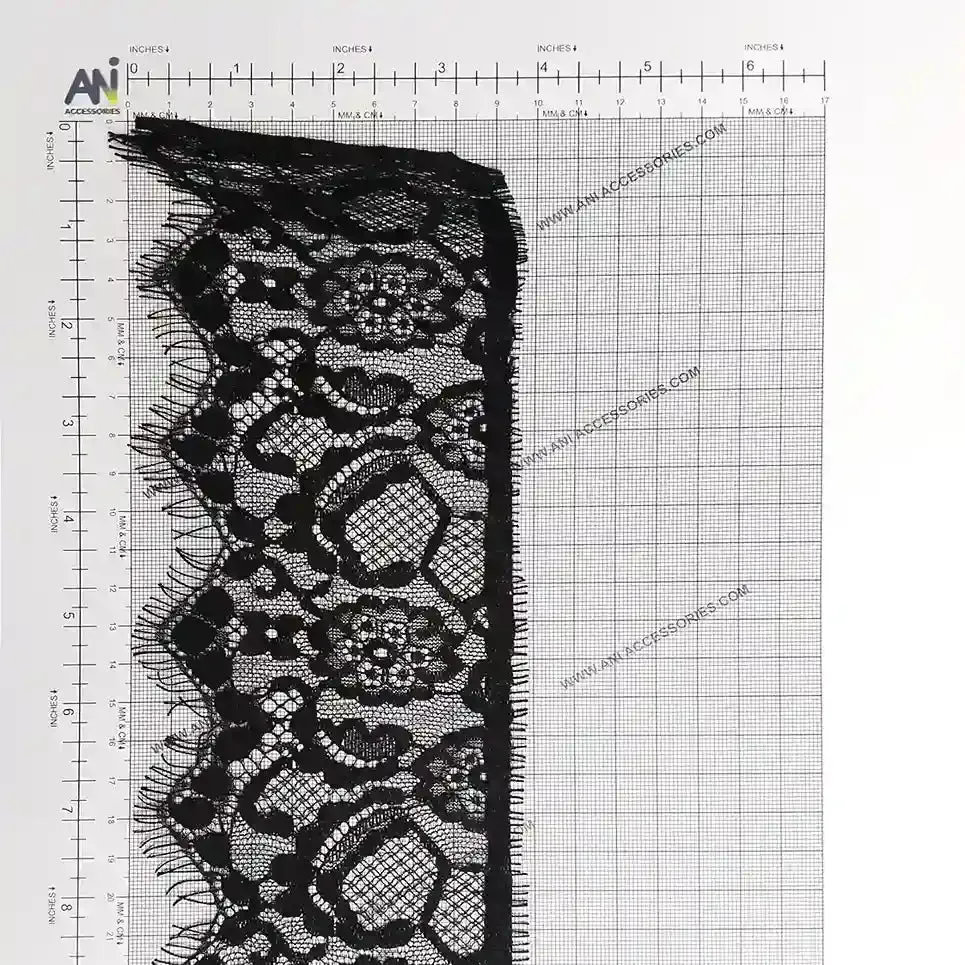 Black Floral Lace Trim Eyelash for Sewing & Crafts
