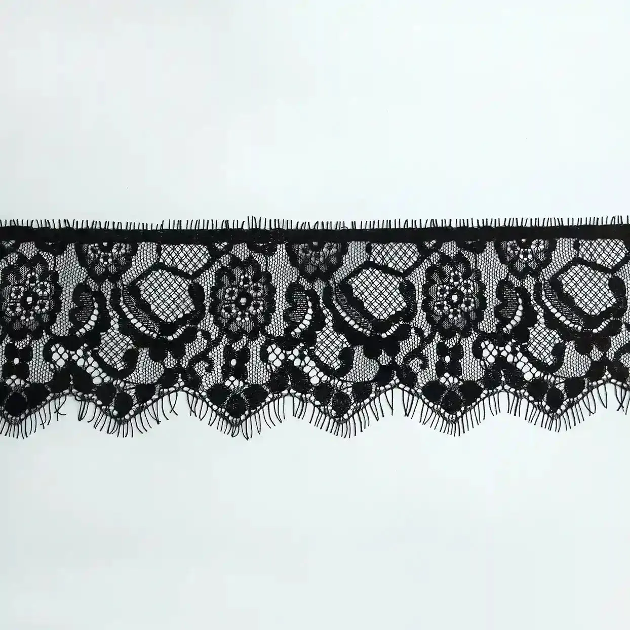 Black Floral Lace Trim Eyelash for Sewing & Crafts