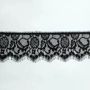 Black Floral Lace Trim Eyelash for Sewing & Crafts