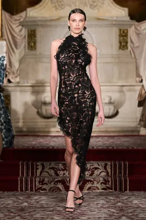 Black Lace Halter Dress