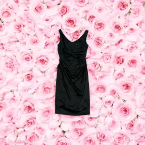 Black Ruched Midi Dress