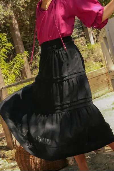 Black Tiered Maxi Skirt