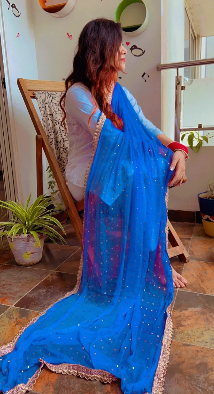 Blue Chiffon Dupatta