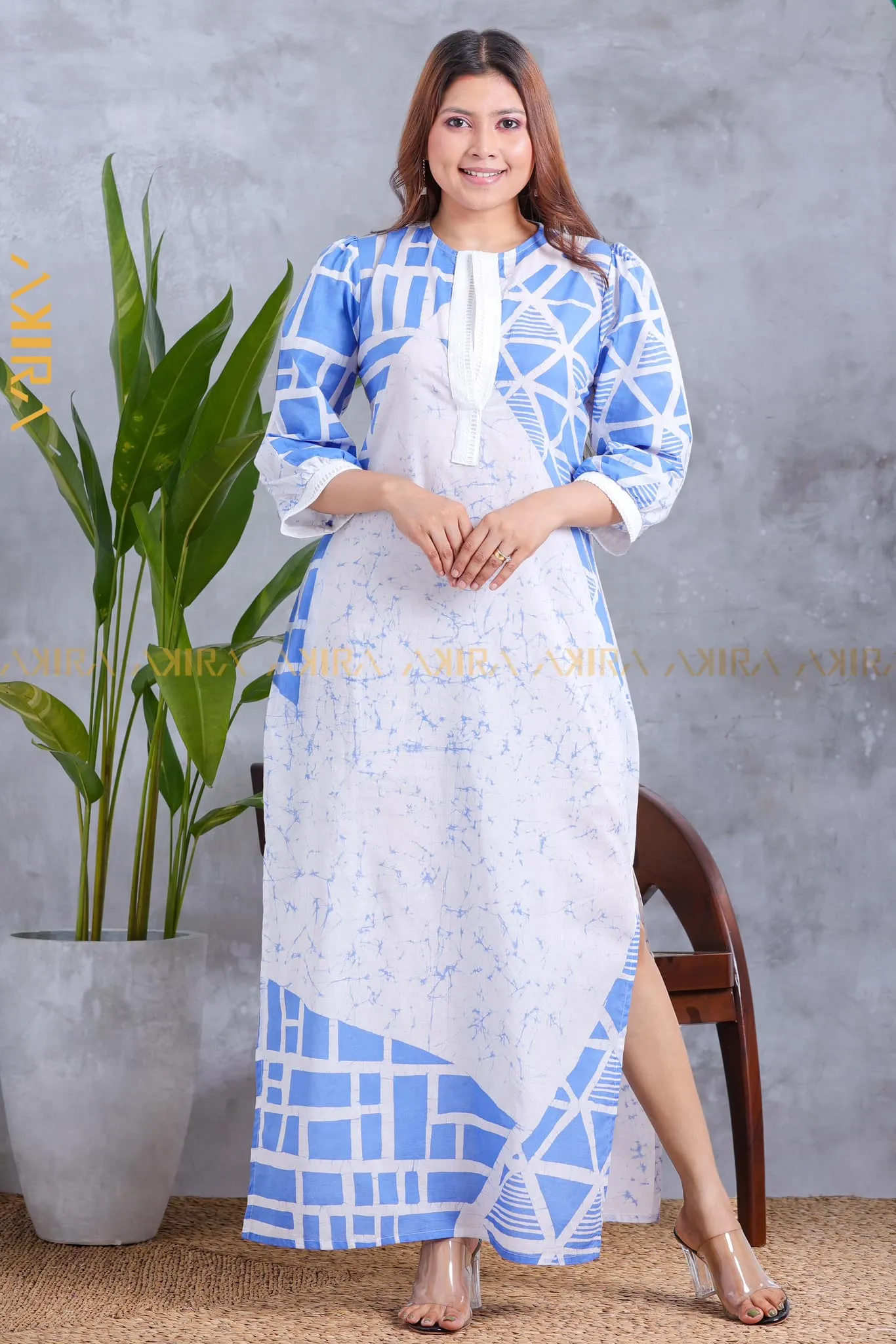 Blue Diamond Batik Dress | Kaftan, Bohemian Dress, Floral Dress, Boho Maxi Dress