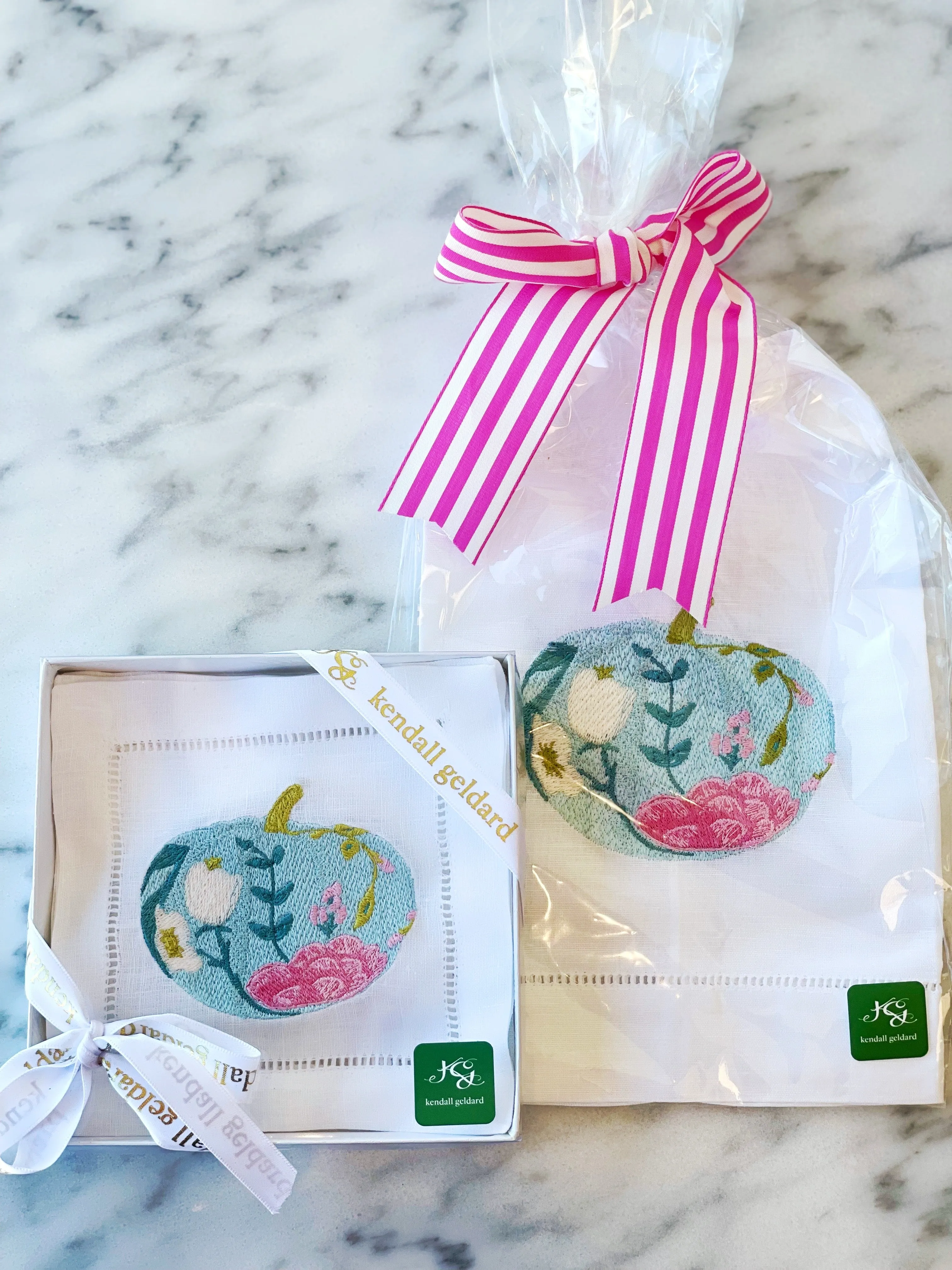 Blue Floral Pumpkin Cocktail Napkin