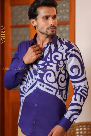 Blue Garden Men Shirt | Kaftan, Bohemian Dress, Floral Dress, Boho Maxi Dress