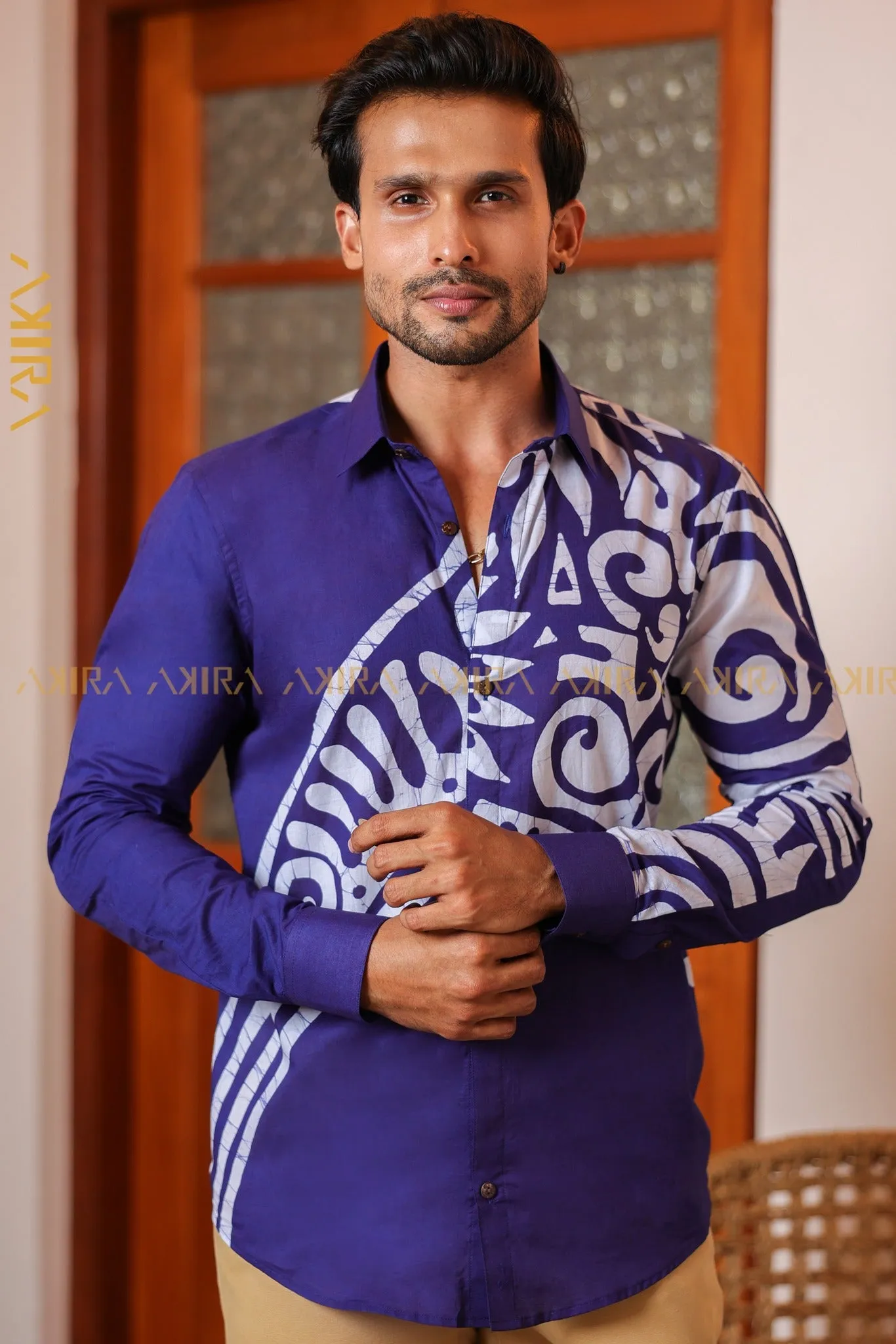 Blue Garden Men Shirt | Kaftan, Bohemian Dress, Floral Dress, Boho Maxi Dress