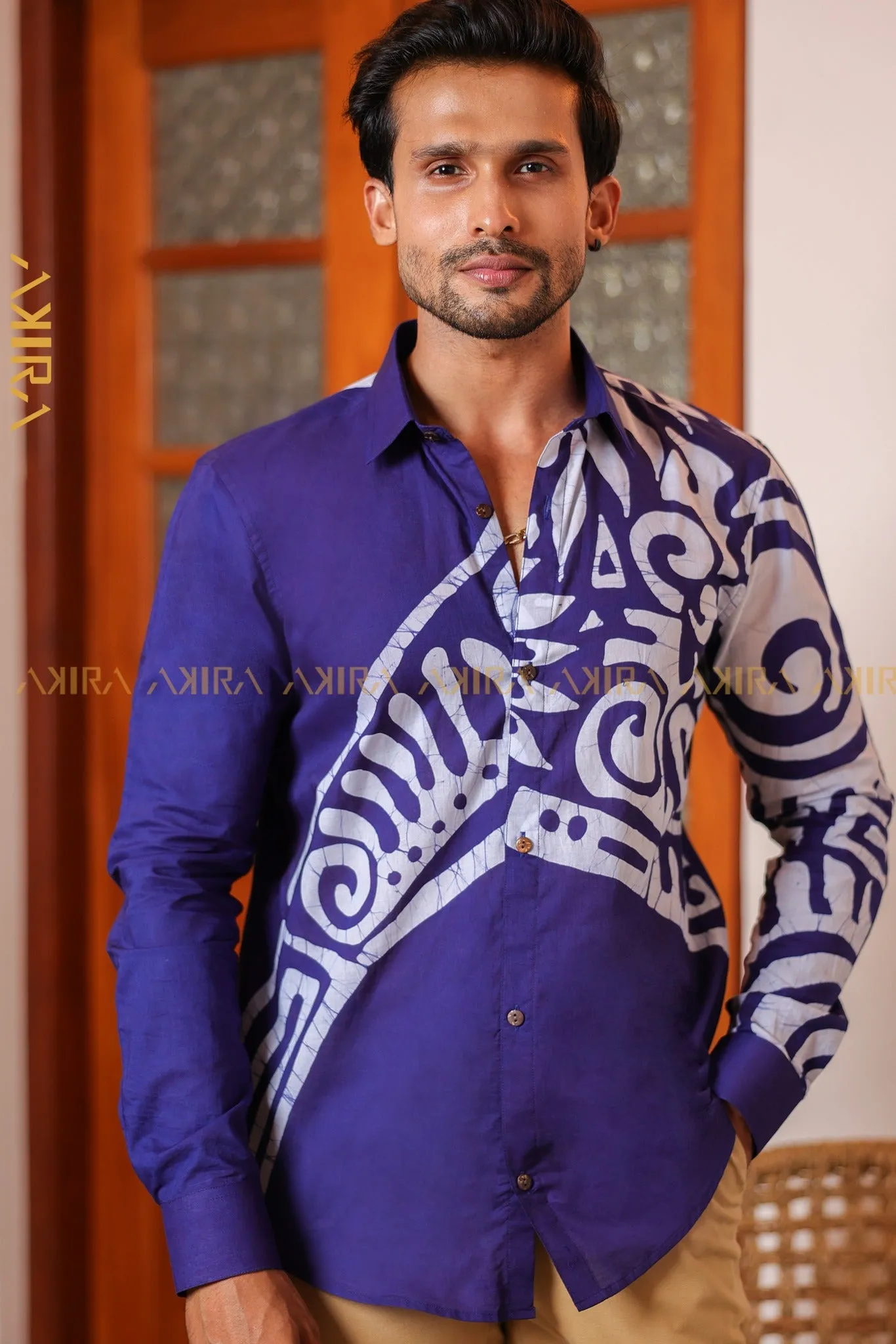 Blue Garden Men Shirt | Kaftan, Bohemian Dress, Floral Dress, Boho Maxi Dress