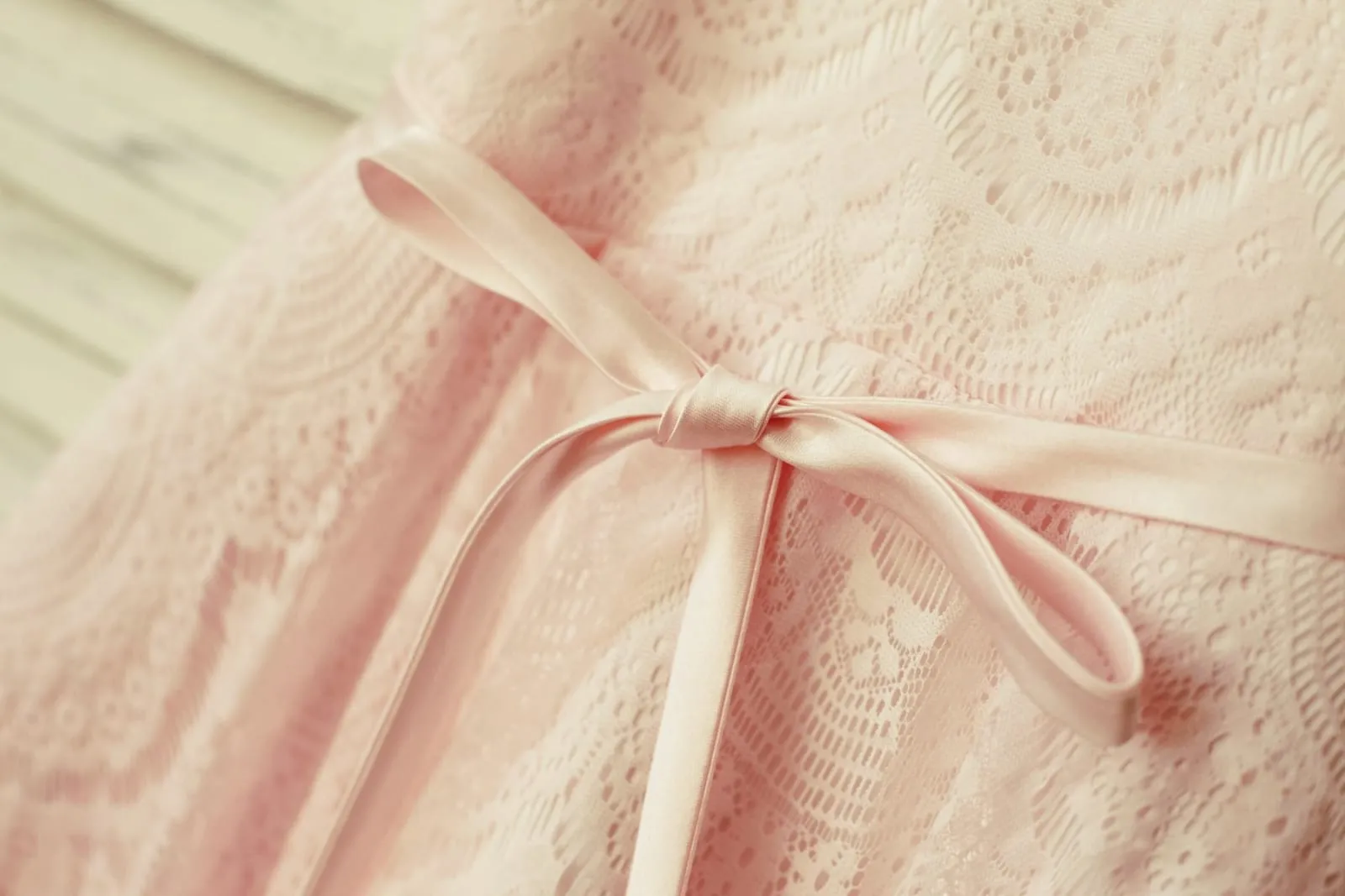 Blush Pink Lace V Back Flower Girl Dress, Belt