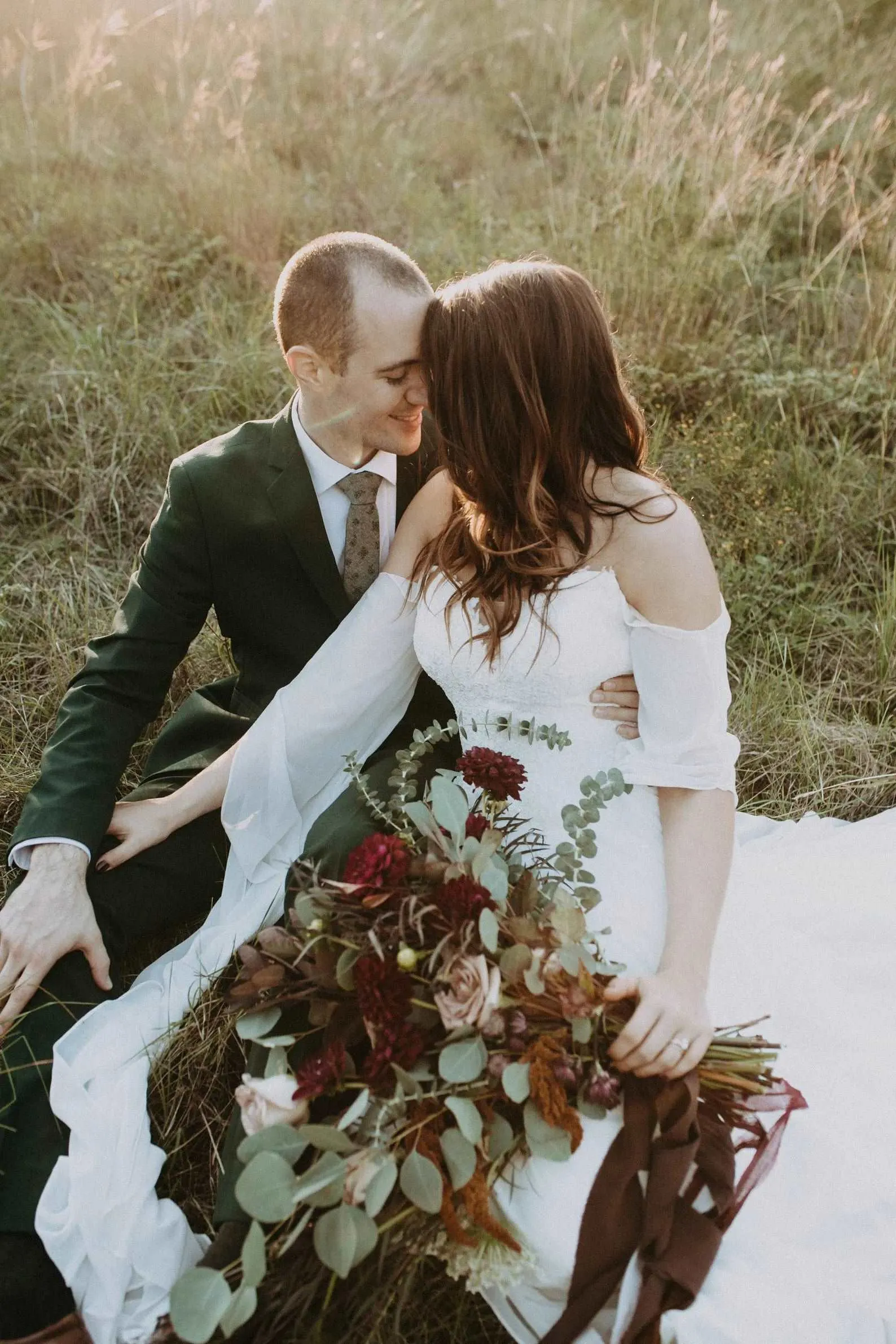 Boho Style Off Shoulder Chiffon Sheath Wedding Dress Meghan